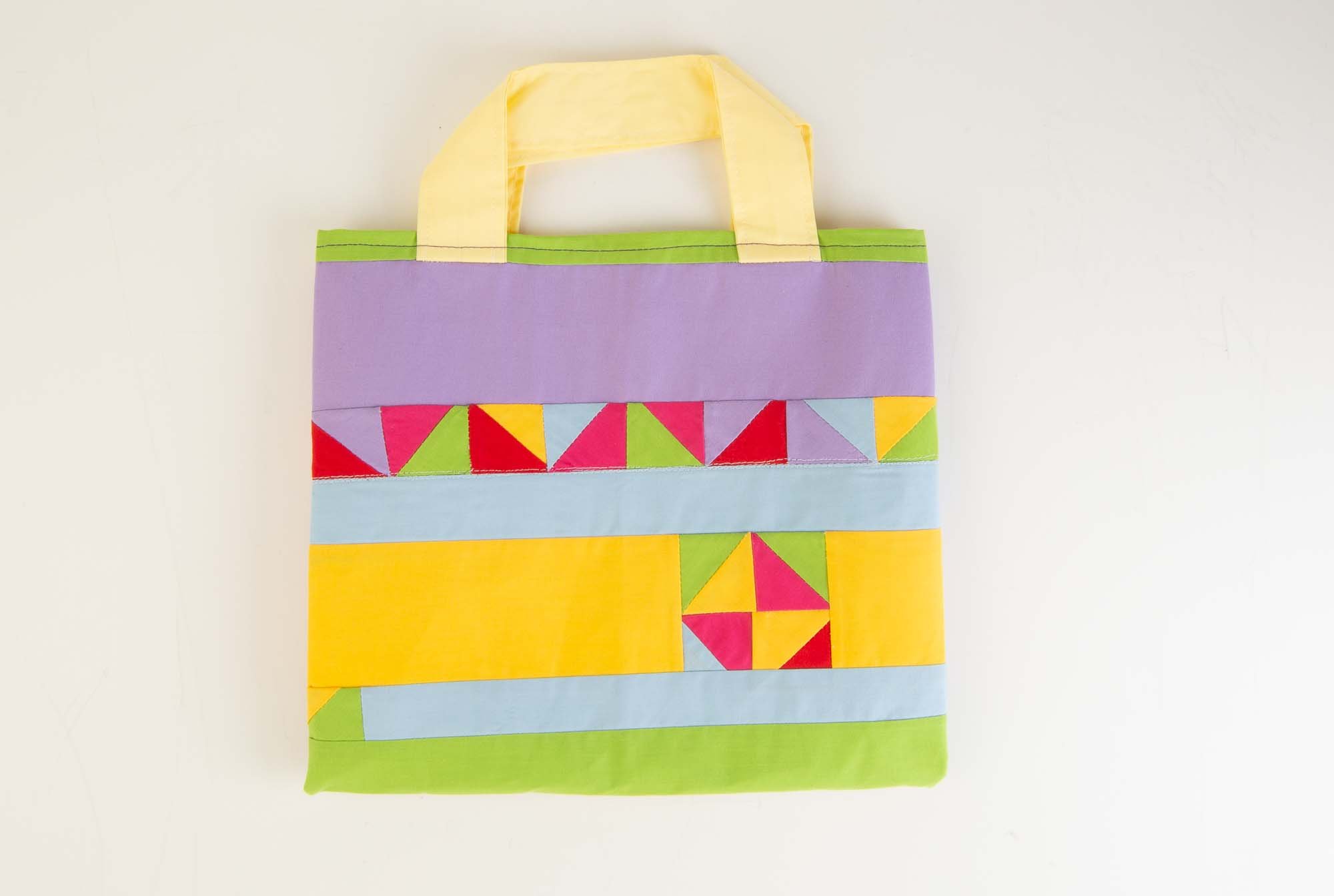 Squares and Triangles handmade tote bag