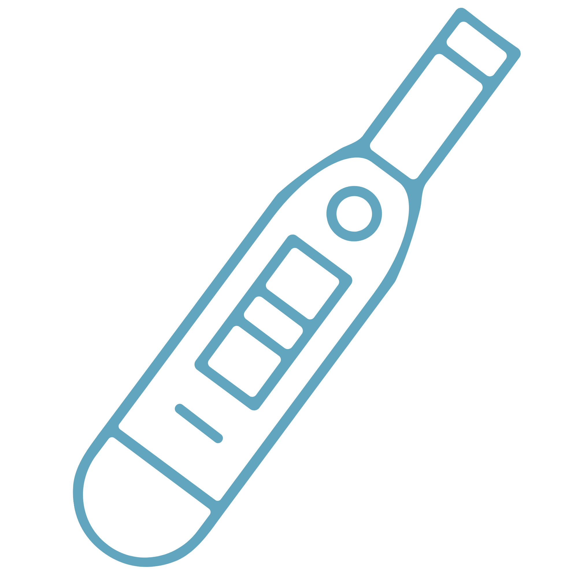 Blue outline illustration of a pregnancy test.