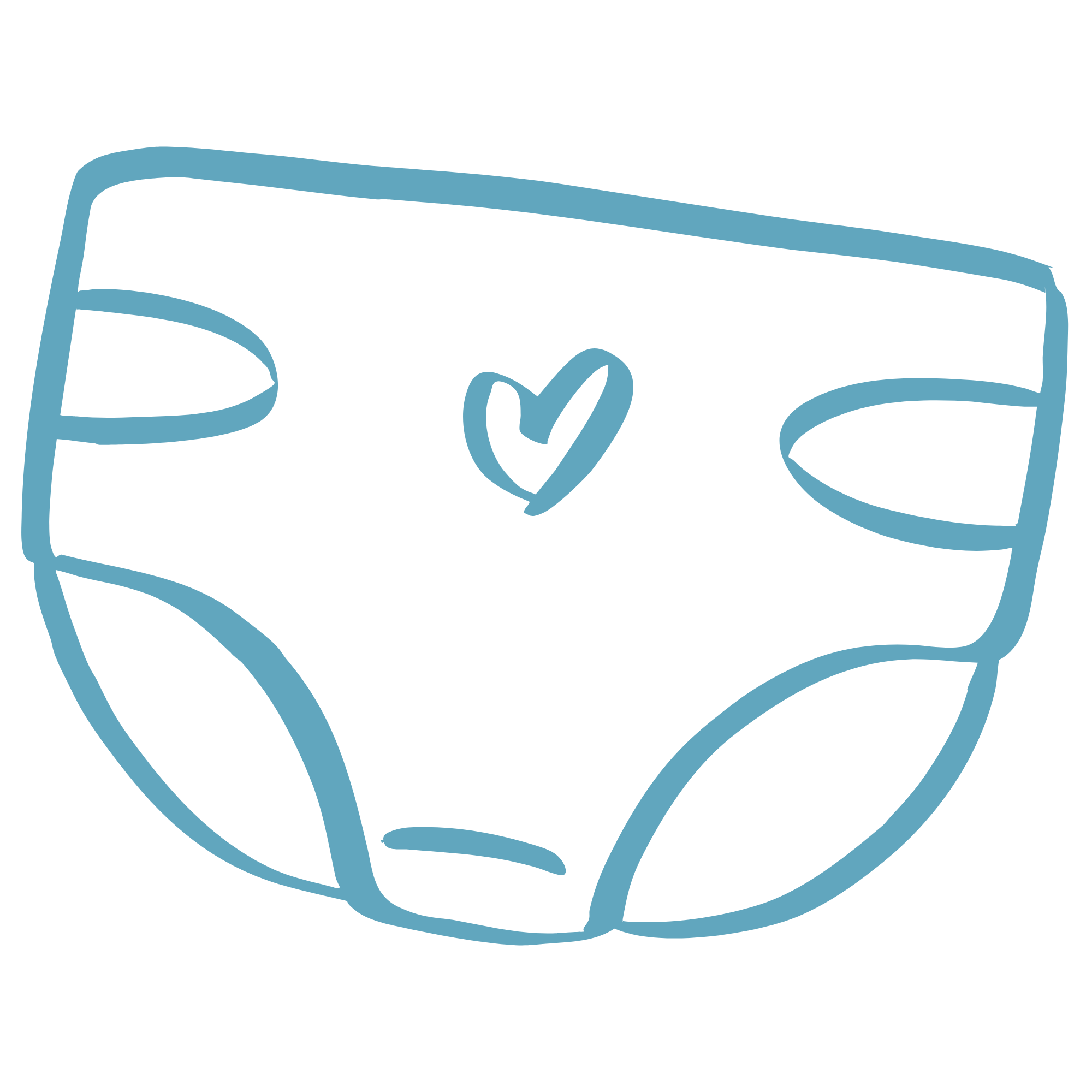 Blue line illustration of a diaper.
