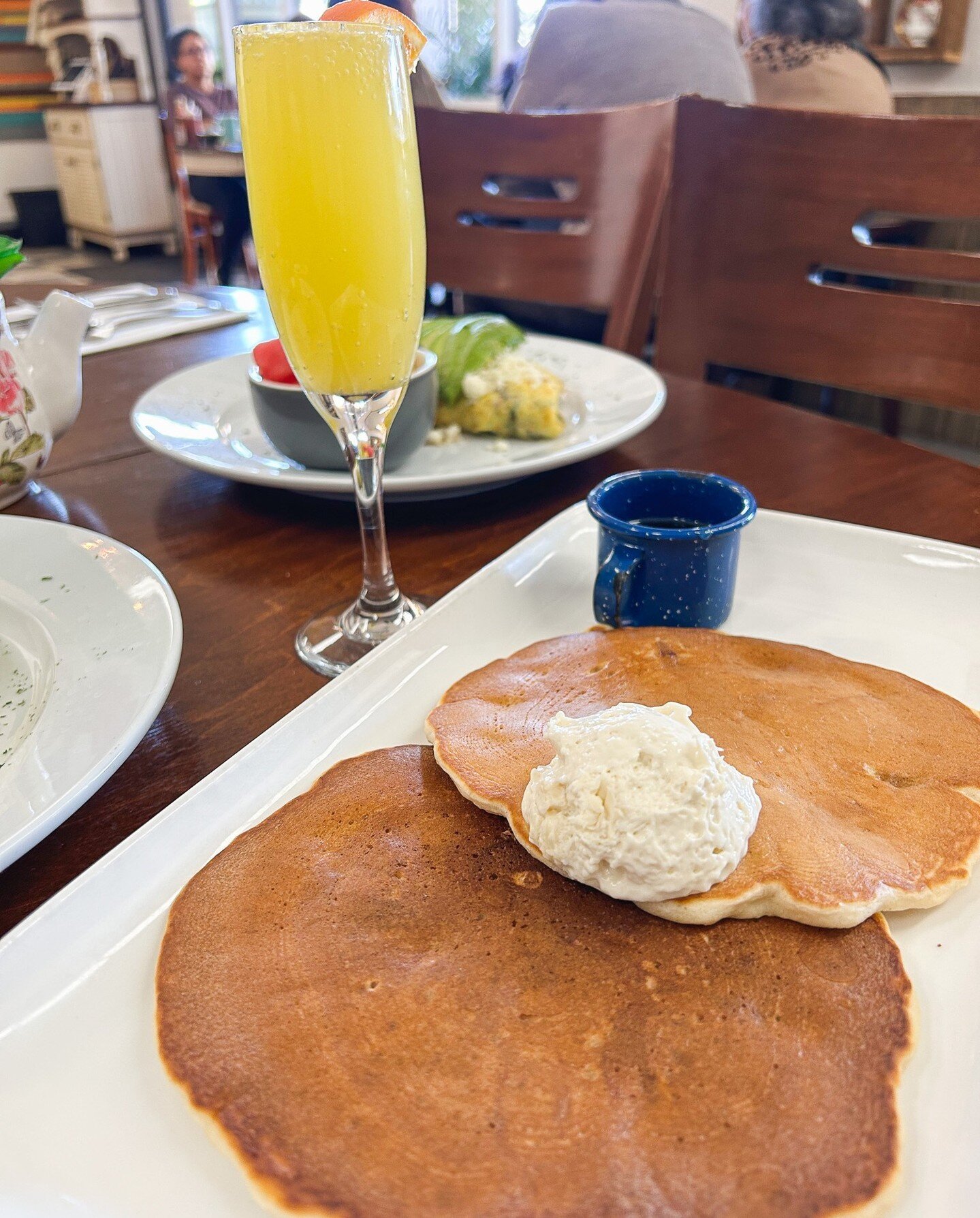 Fluffy pancakes with a chilled mimosa?  Yes, please!