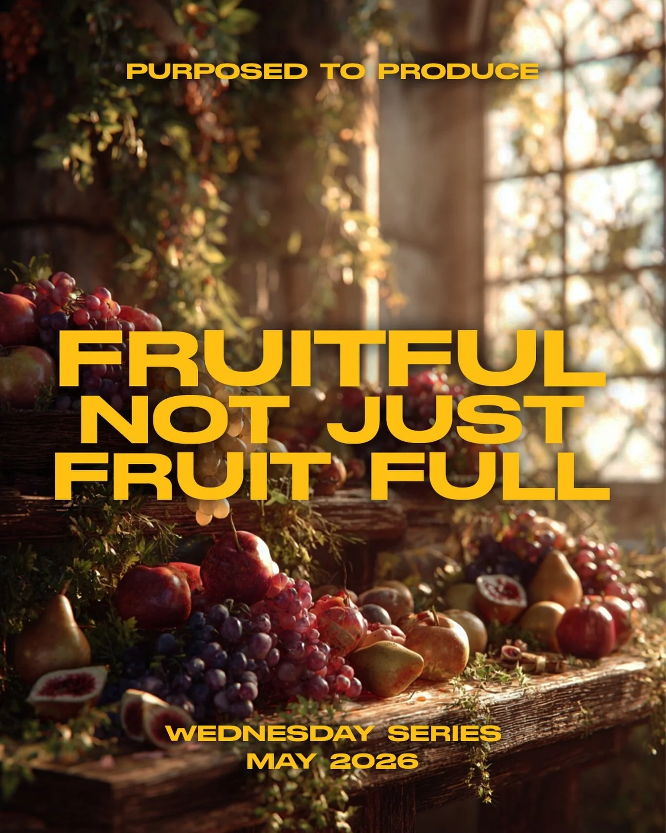 Tonight continues our May series, &ldquo;Purposed to Produce&rdquo;.

Join us tonight at 7:30 PM as we discuss:
&ldquo;Fruitful, Not Just Fruit Full&rdquo;

Invite your friends and family and come expectant for a great night together at Royalwood Chu