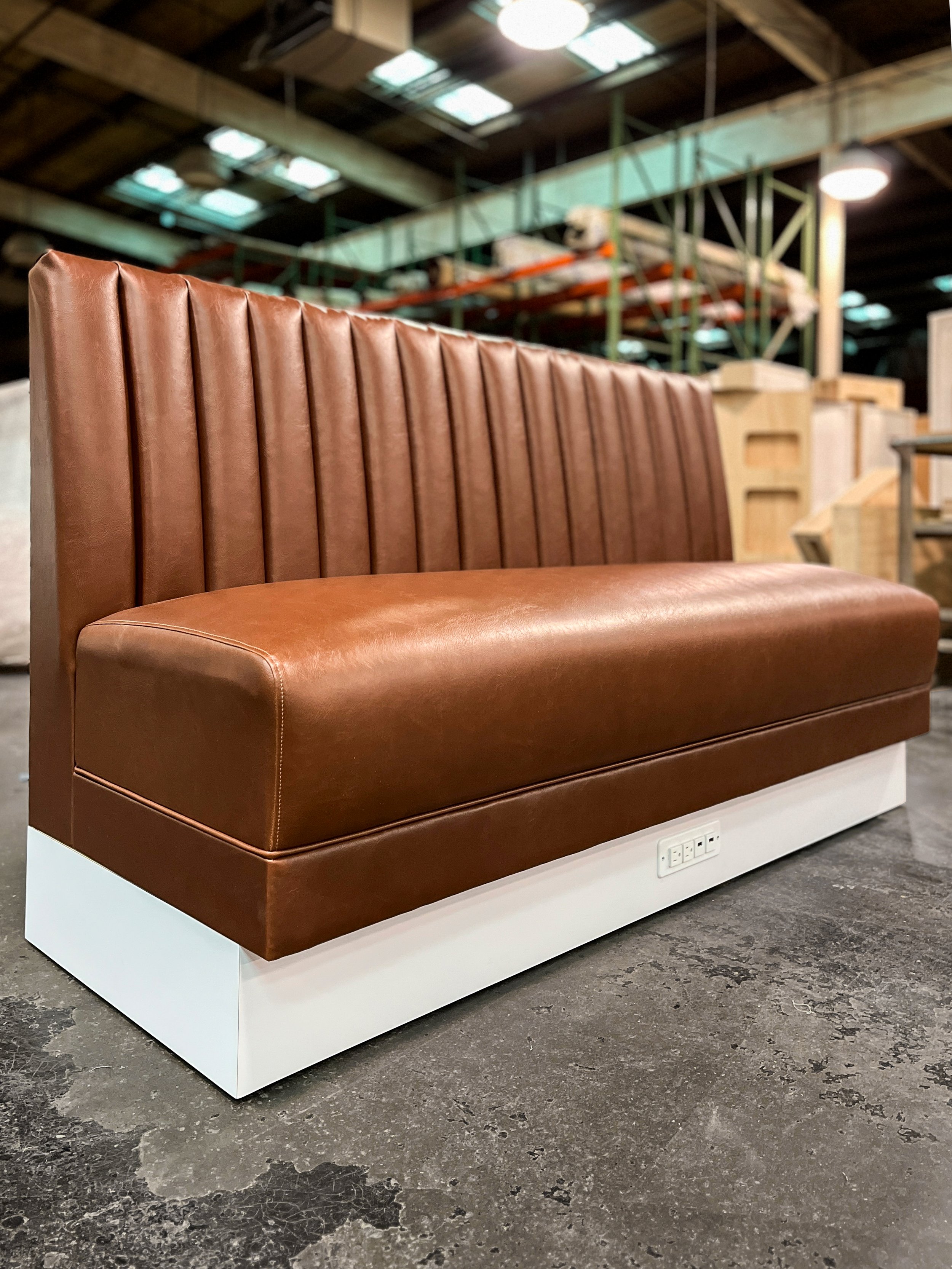 Brown Channeled Banquette with White Base