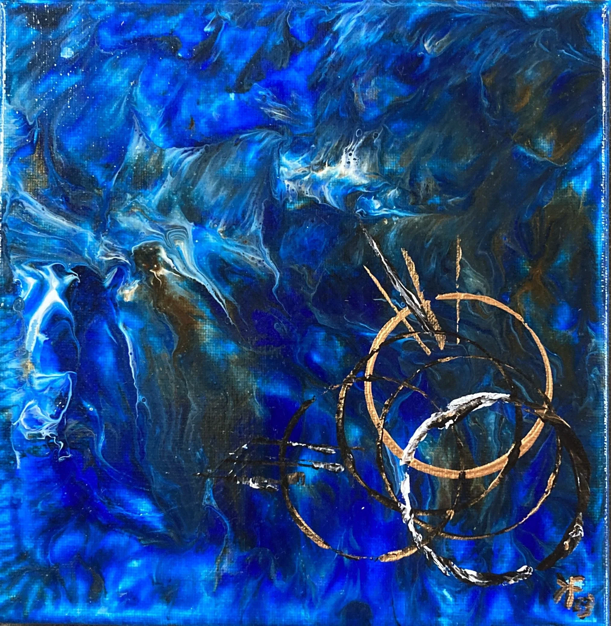 s37 dark blue arcs 6 by Karen Fieldstad