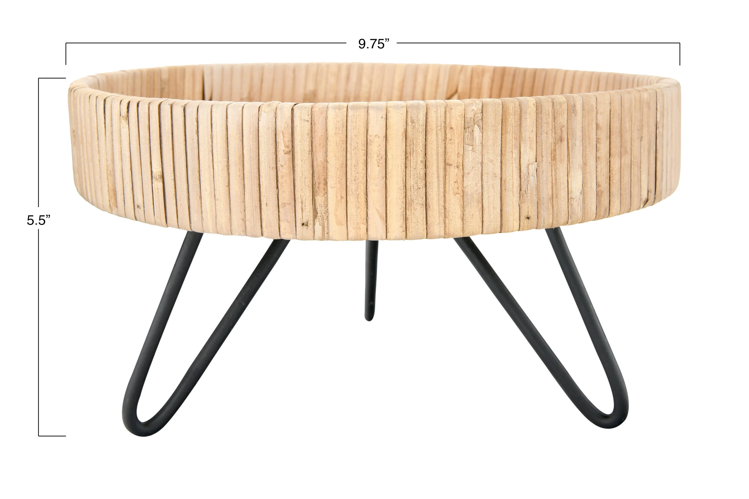 10" Round Decorative Woven Rattan Pedestal Tray