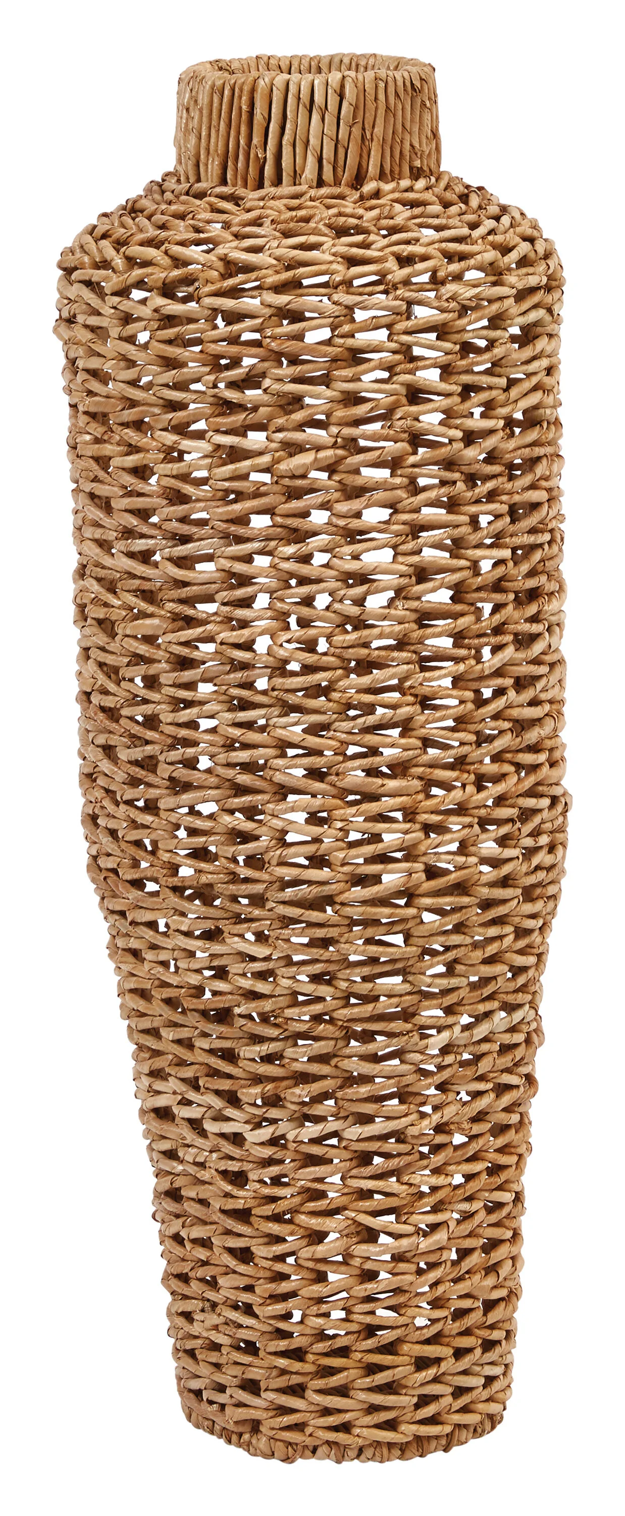 30" H Handwoven Hyacinth &amp; Rattan Floor Vase