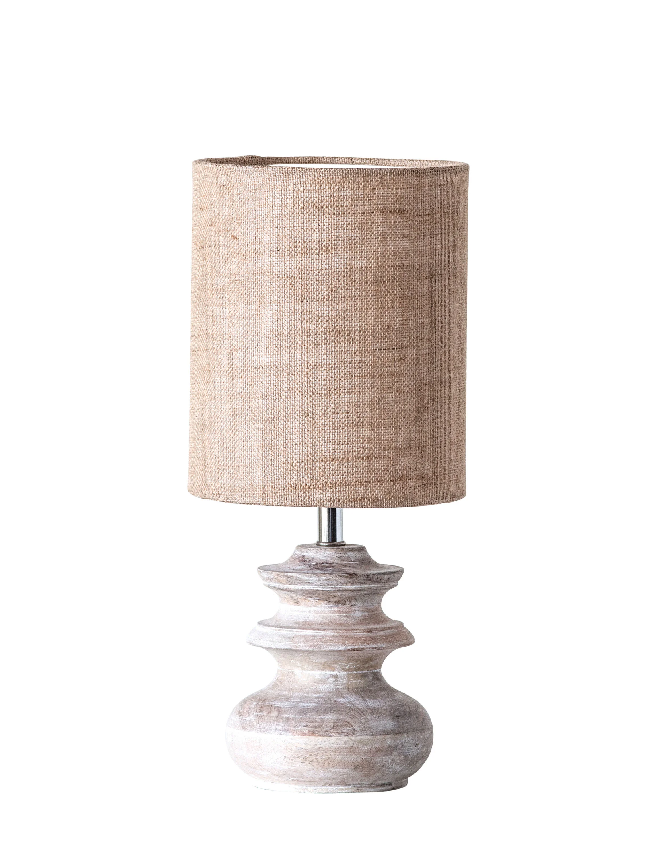 Small Bleached Mango Wood Table Lamp with Jute Shade