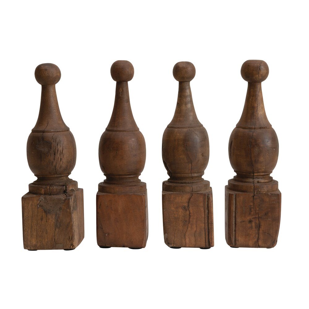 Hand-Carved Reclaimed Wood Finials 