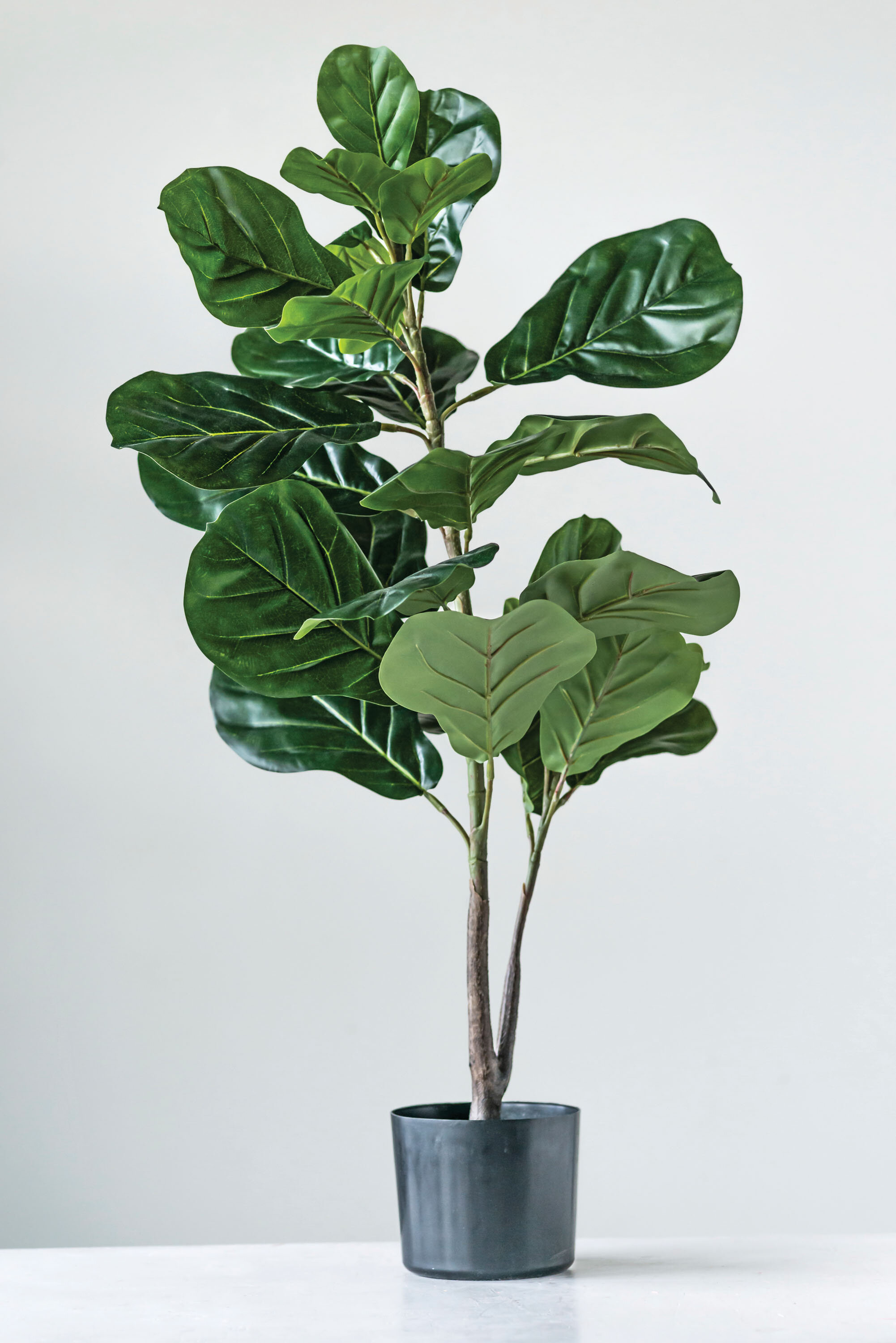 Potted Faux Fiddle Fig Leaf Plant