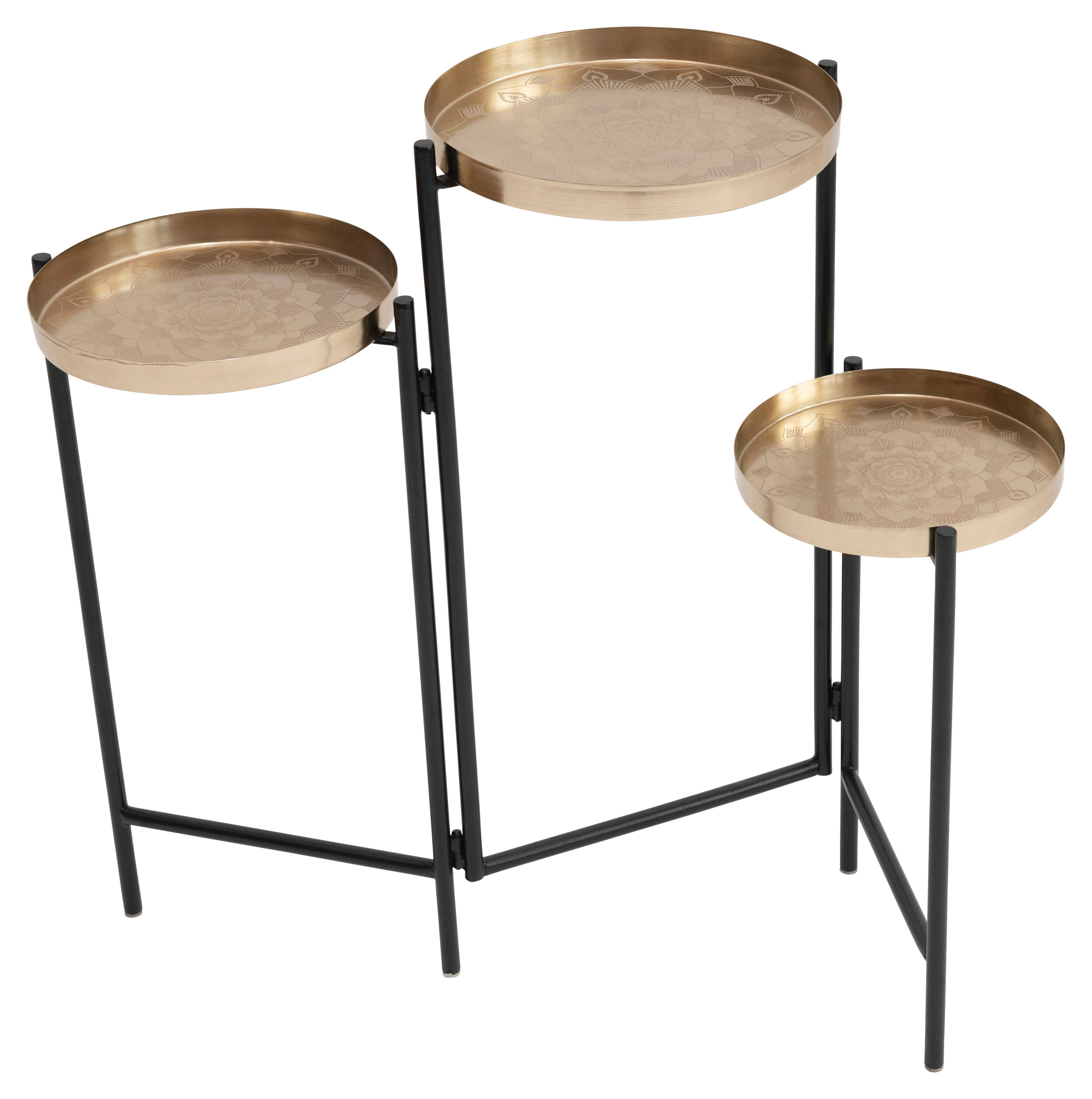 Foldable 3-Tier Plant Stand with Tray-Style Tops
