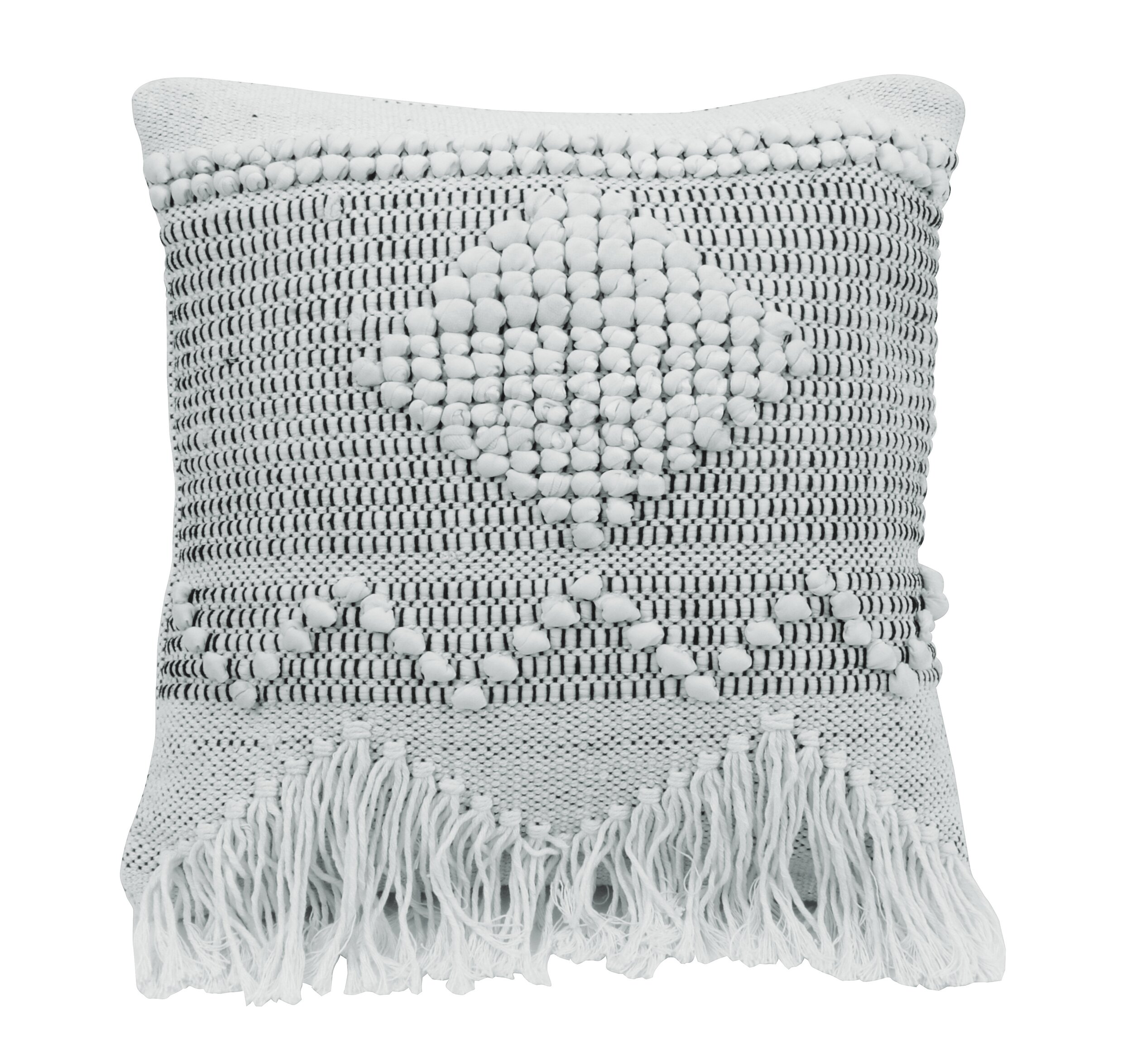 Ivory &amp; Grey Square Textured Cotton Pillow