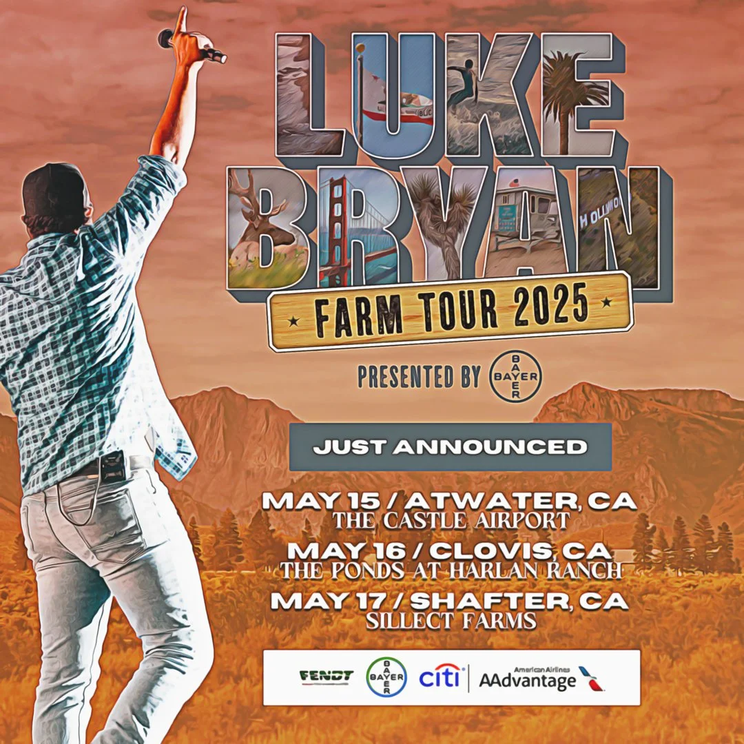 Luke Bryan Brings Farm Tour 2025 to West Coast with First-Ever Shows in California Set for May