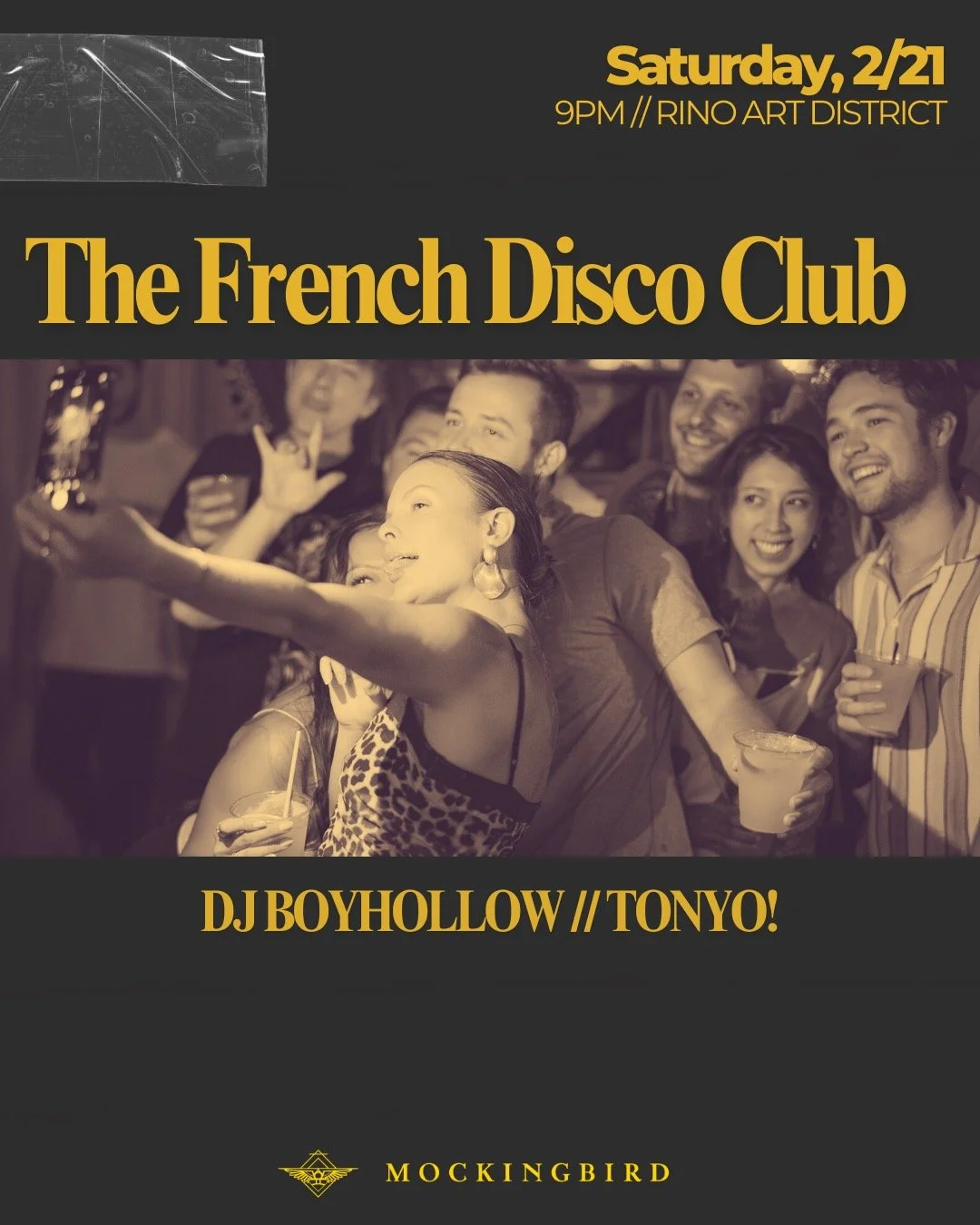 The French Disco Club. Saturday 02.21 at the gorgeous &amp; feathery @mockingbird.denver 🇫🇷🪩

An evening of French house, French touch and disco house

Very joyeux 💙🤍❤️
Very disco 🕺

RIYL: Daft Punk, Justice, L'Imperatrice, Dimitri from Paris, 