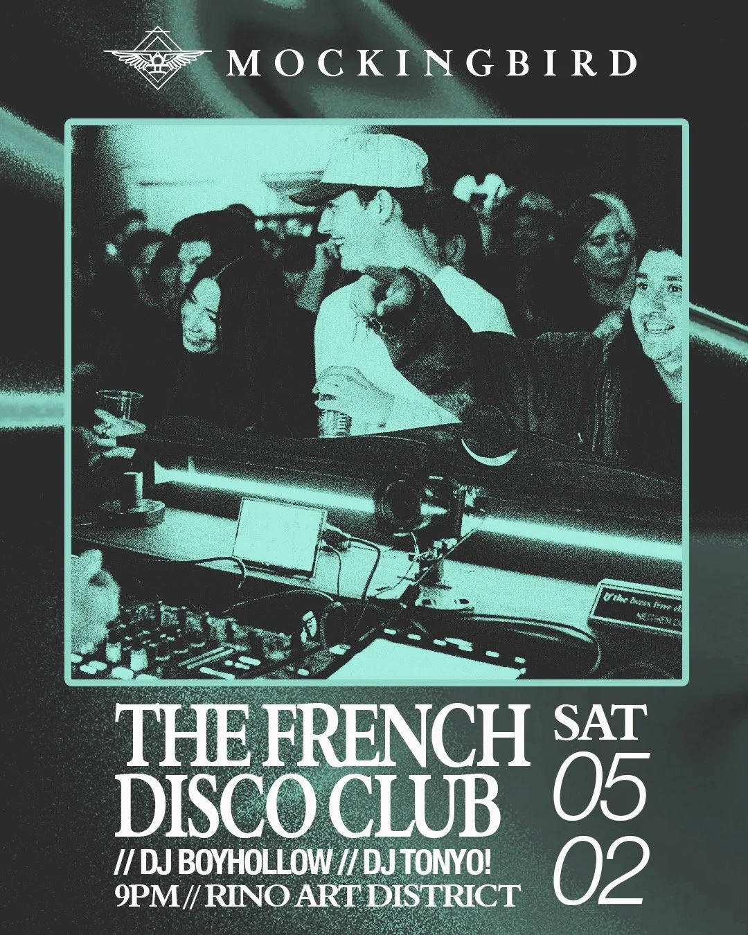The French Disco Club. Saturday 05.02 at the lovely &amp; lush @mockingbird.denver w/ @boyhollowdj &amp; @tonyo1200 🇫🇷🪩

An evening of French house, French touch and disco house

Very joyeux 💙🤍❤️
Very disco 🕺

RIYL: Daft Punk, Justice, L'Impera