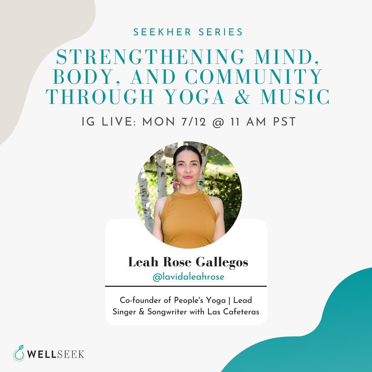 Join our co-founder @lavidaleahrose in conversation with @wellseek today at 11am on IG live. Talking all things wellness, and community.💛