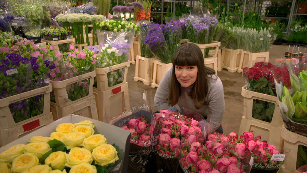 Dr. Jenn Gardy at the famous London Flower Market