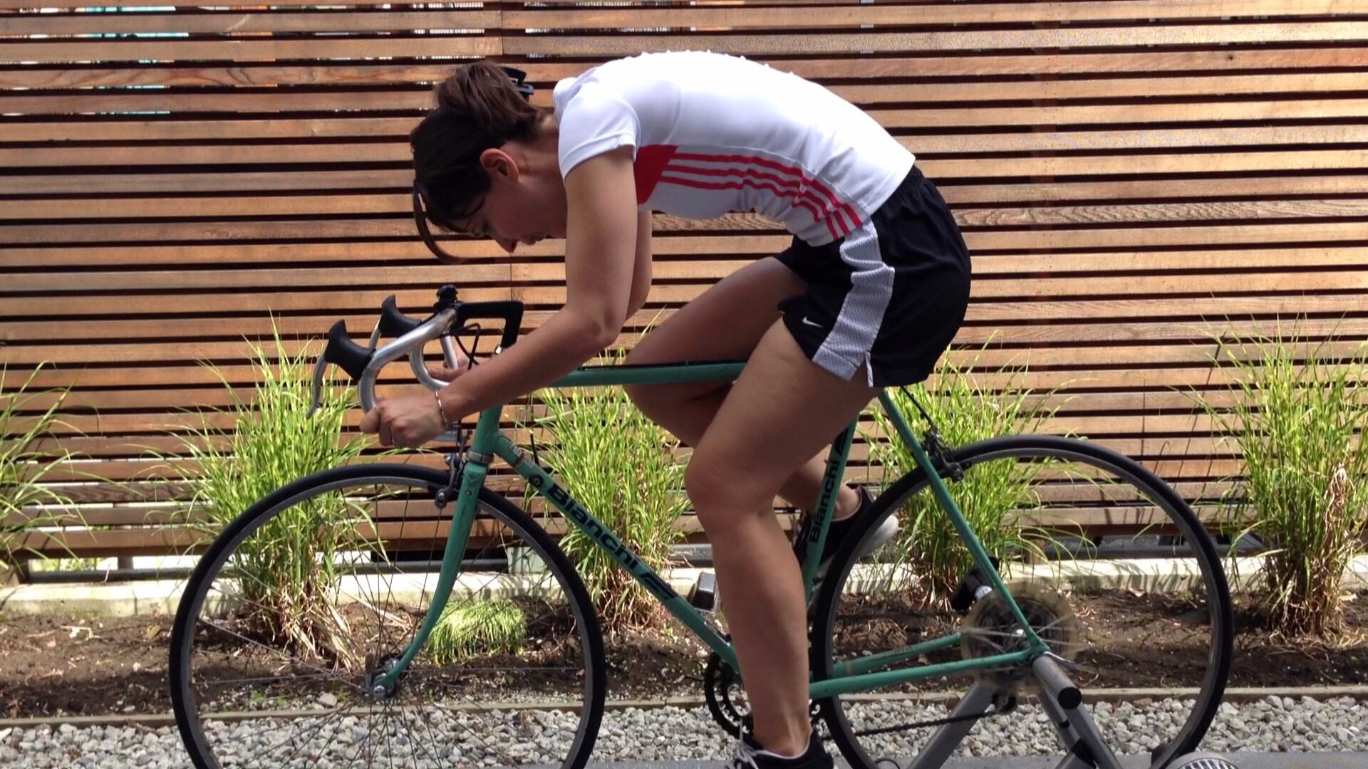 Dr. Jennifer Gardy riding bike HIT training