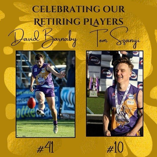 Just before we launch into the 2024 season, we want to say one final farewell and thank you to two 2023 players.

Tom Szanyi and David Barnaby, both incredible men who have have enjoyed the highs and the lows of Altona recent history. They&rsquo;ve b