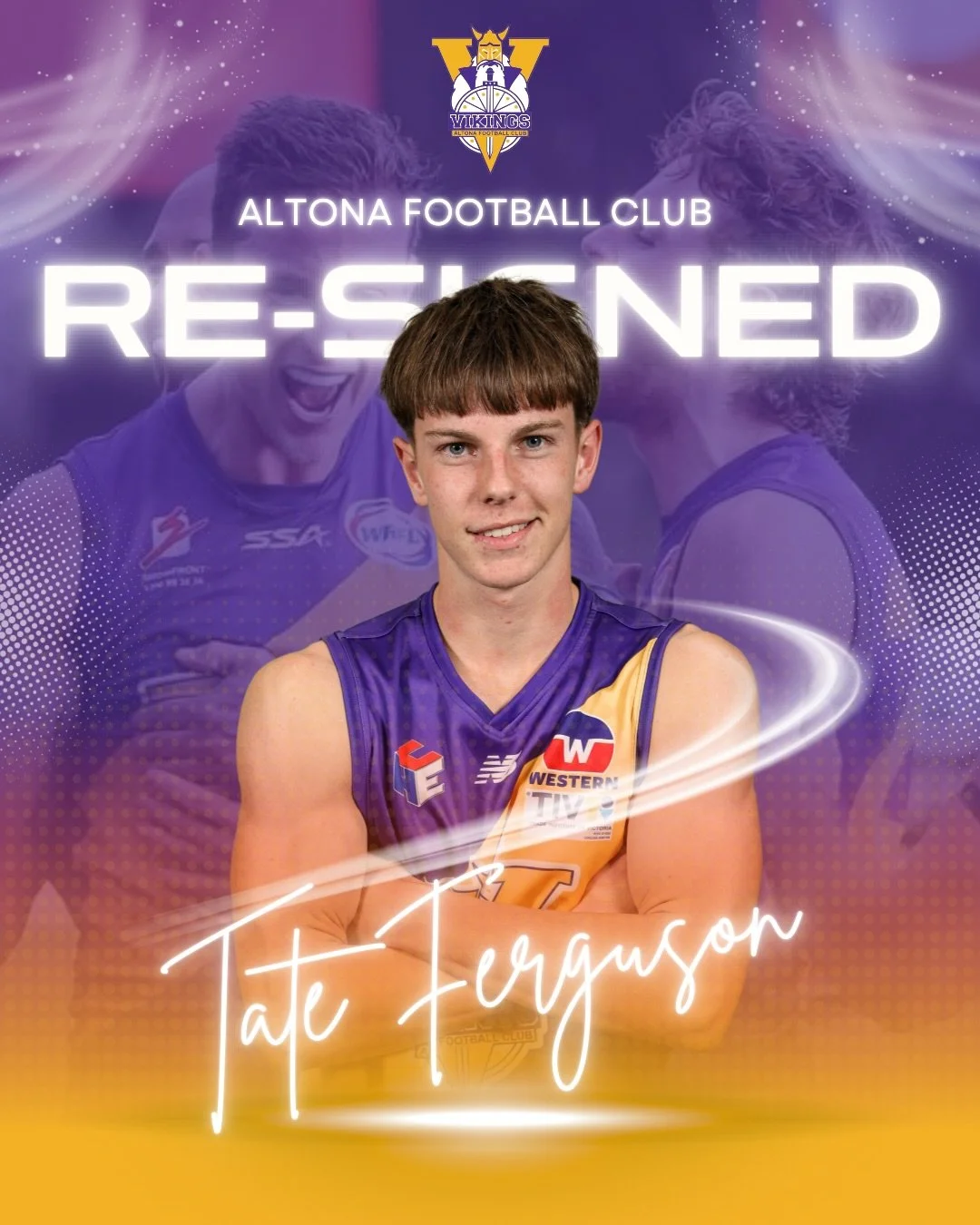 🔐 L O C K E D  I N 

We&rsquo;re excited to confirm the re-signing of five exciting young talents for the 2026 season 🟡🟣

Tate Ferguson - Back with the Western Jets in 2026, Tate showed he&rsquo;s more than comfortable at senior level, thriving wh