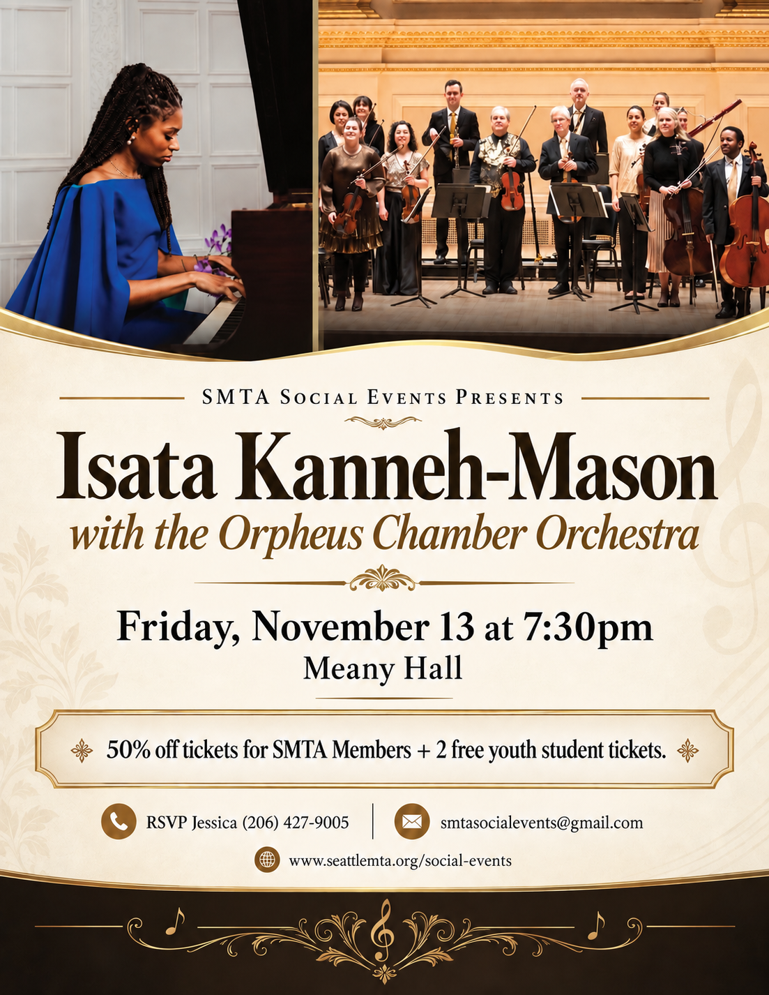 Concert flyer, RSVP to Jessica (206) 427-9005