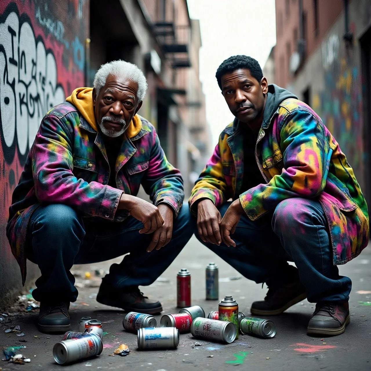 In entertainment news, it seems Neuerotica has two new fans who also happen to be celebrities. The celebrity stans, Morgan Freeman and Denzel Washington, are seen here posing for a photoshoot in an alley behind the building where Neuerotica’s headqua