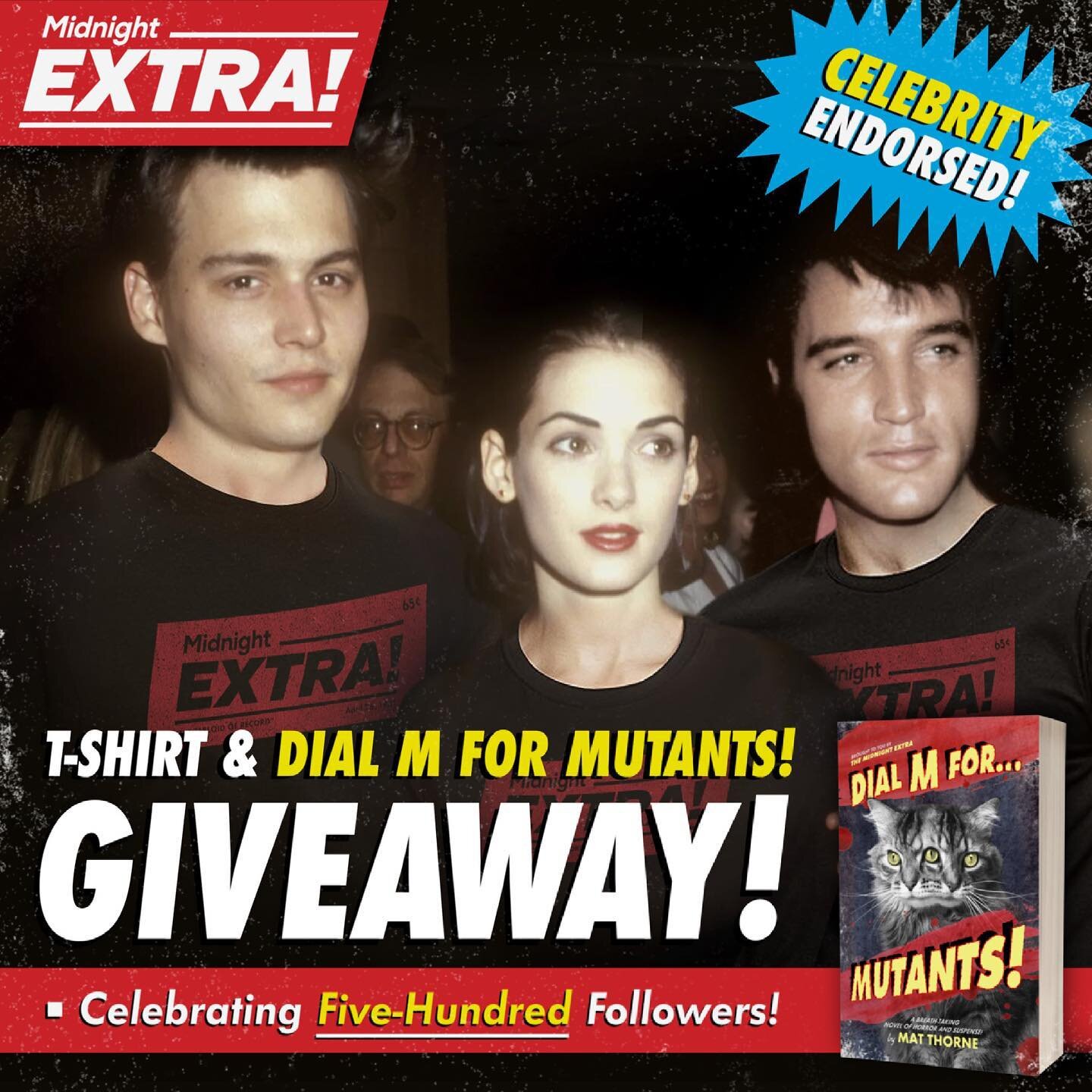500 FOLLOWERS?? Amazing! Guess it&rsquo;s time for a SPOOKY GIVEAWAY! The big winner gets a brand new Midnight Extra T-Shirt and a signed copy of DIAL M FOR MUTANTS! Enter today!
-
👻 Follow The Midnight Extra
🤖 Tag two friends in the comments
🛸 Li
