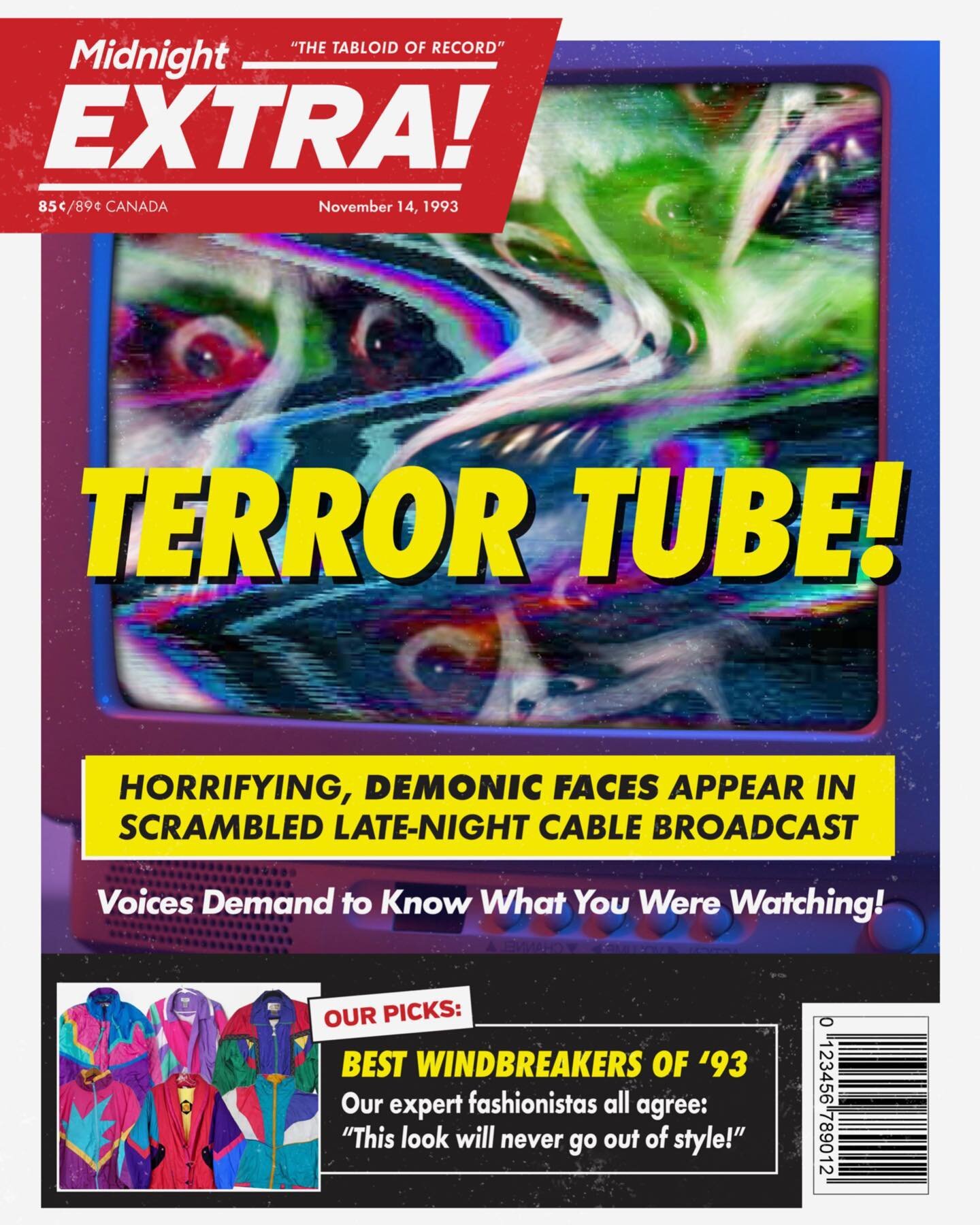TELE-TERROR from 1993! Anonymous, adolescent readers report DEMONIC FACES appearing among the scrambled signals of LATE NIGHT PREMIUM CABLE! What at first appeared to be wavy, discolored blobs of AMOROUS COUPLES turned out to be something FAR MORE SI
