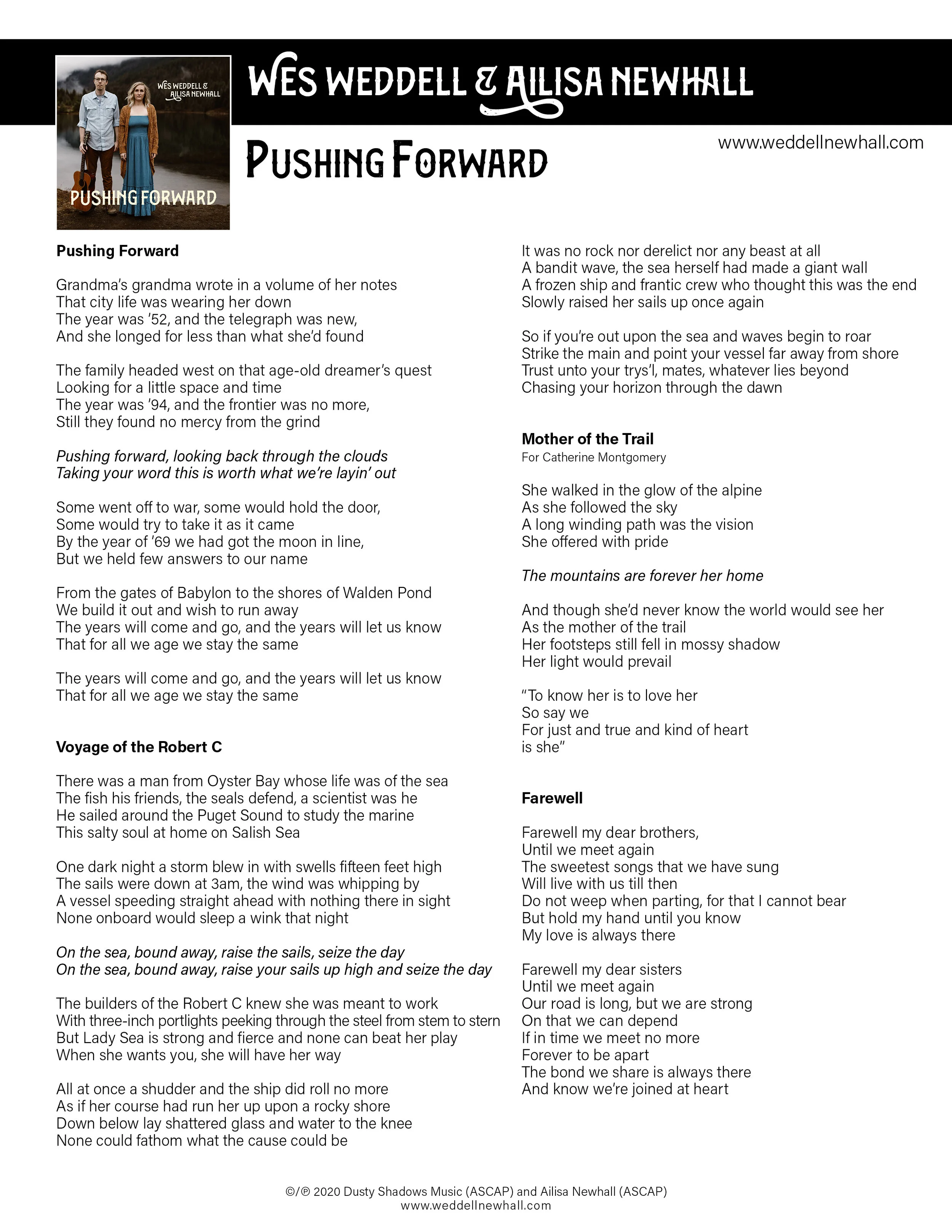 Lyrics Wes Weddell Ailisa Newhall