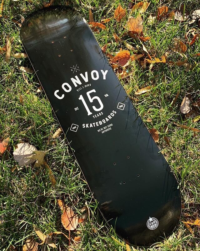Celebrate #15yearsofconvoy with us and pick up a deck at your area DMV ship, or on our site.✌🏼Cheers to 15 more! 
www.convoyskateboards.com

#convoyskateboards #TEAMCNVY #CNVYxORxDIE #dmvskateboarding #skate #skater #skatelife #skatepark #skateboard
