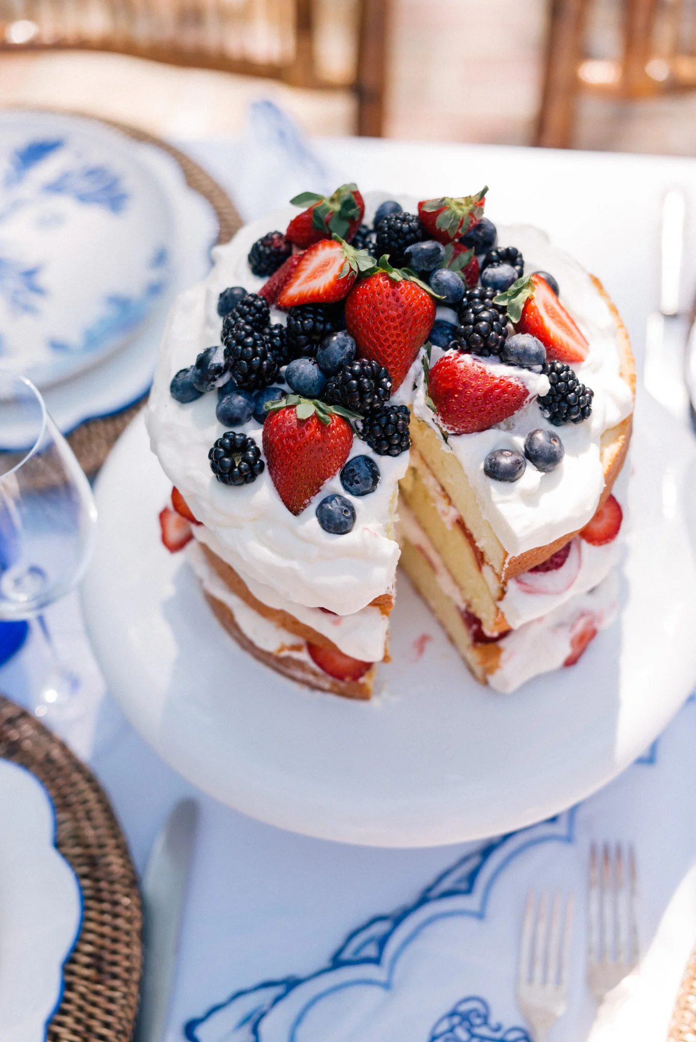 Layered Pound Cake with Whipped Cream and Berries
