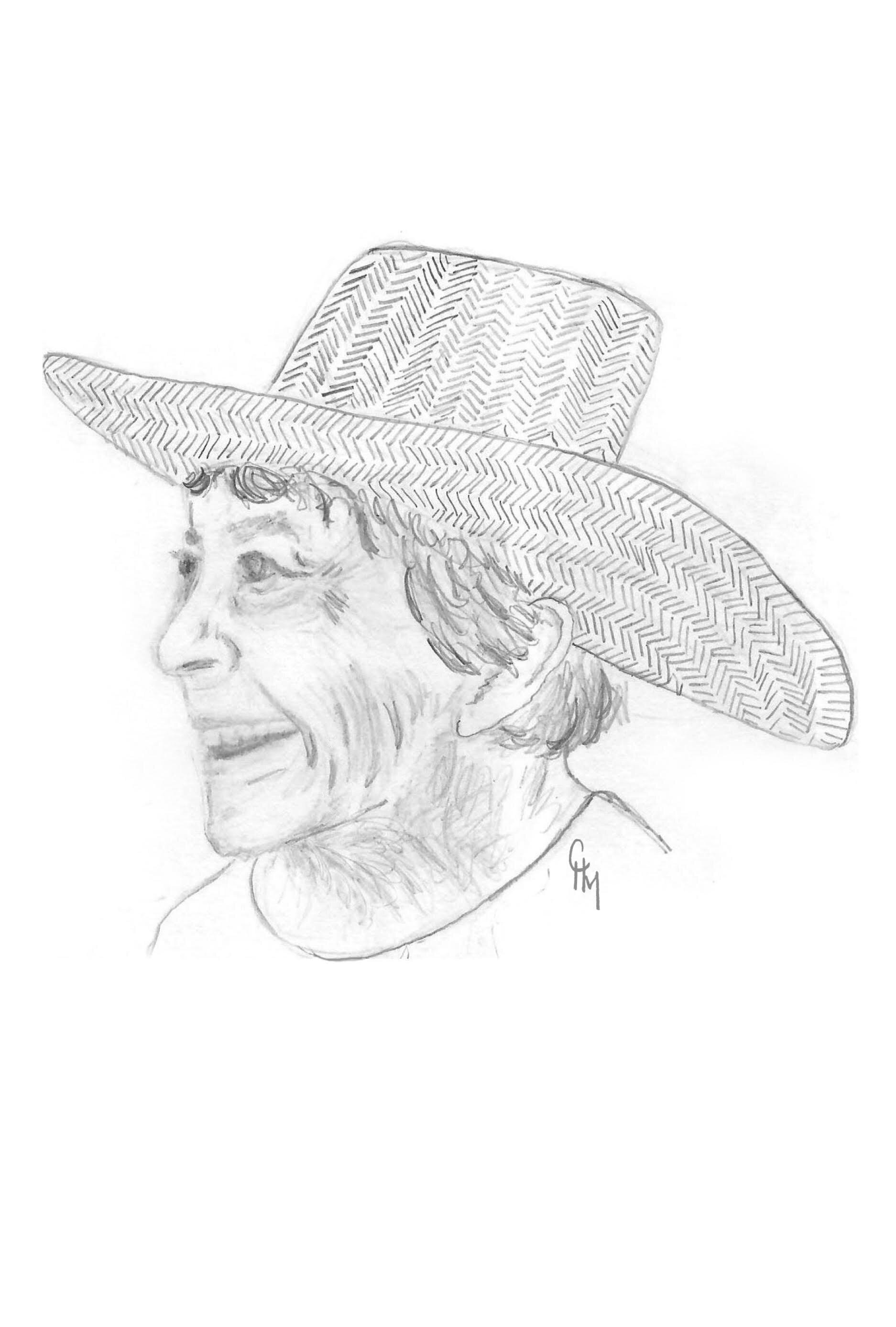 Pencil sketch of Doris Drucker