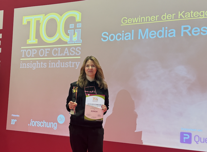 Verleihung des TOCii an Bonsai Social Media Research