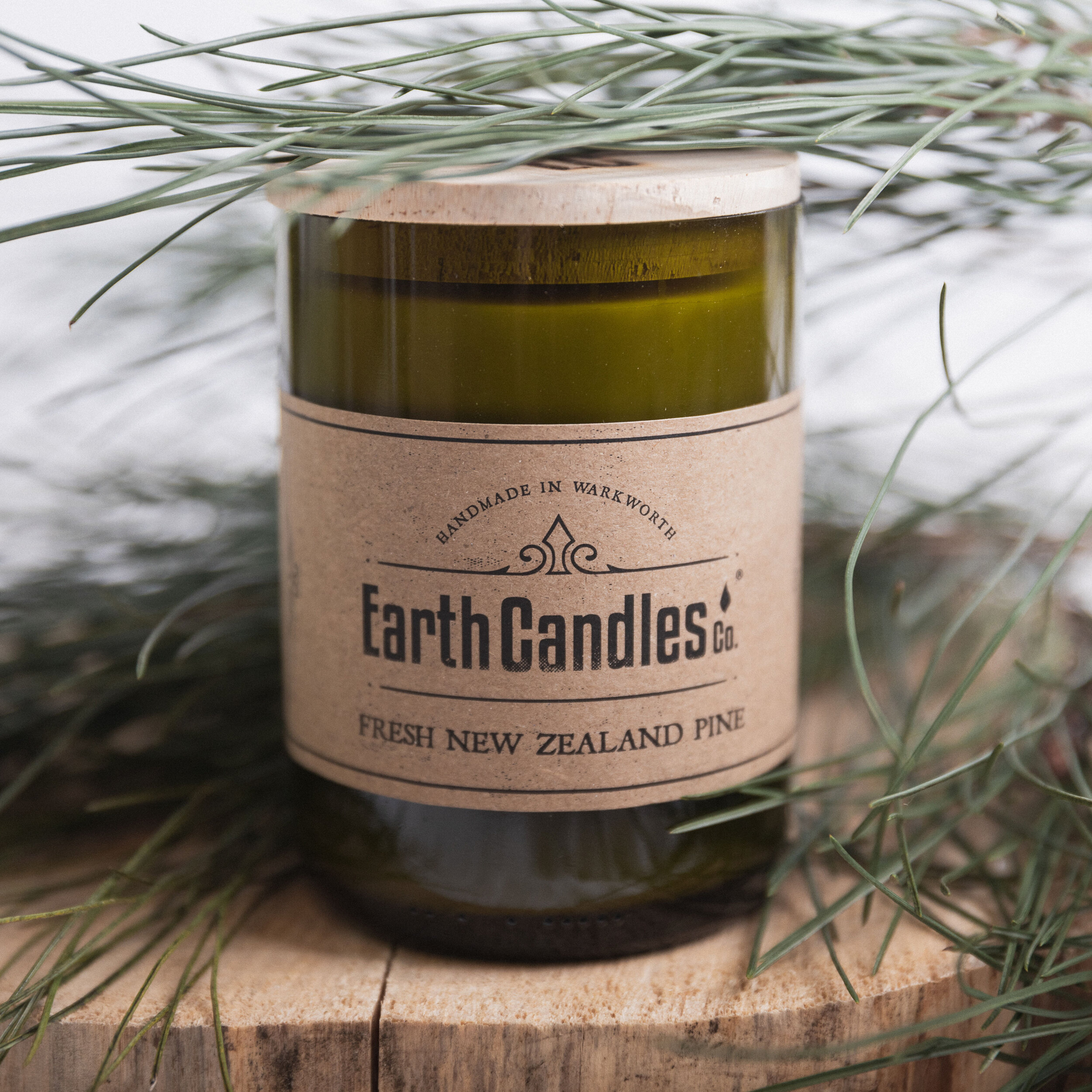 Fresh New Zealand Pine Re-purposed Wine Bottle