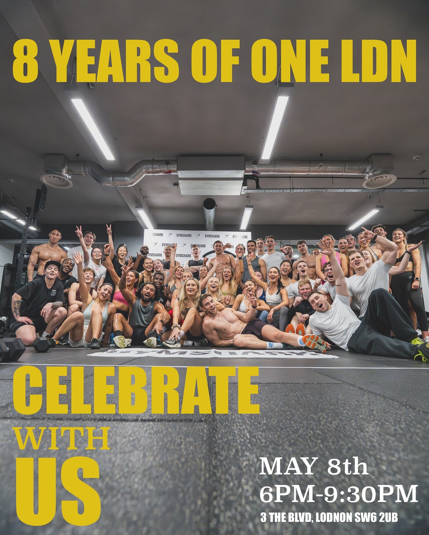 8 Years of ONE LDN 

Join us on the 8th of May in celebration of our fitness community. 

Classes starting at 6pm jump into either FNL or Yoga, followed by drinks till close. 

We can&rsquo;t wait to see you all there 🥂
