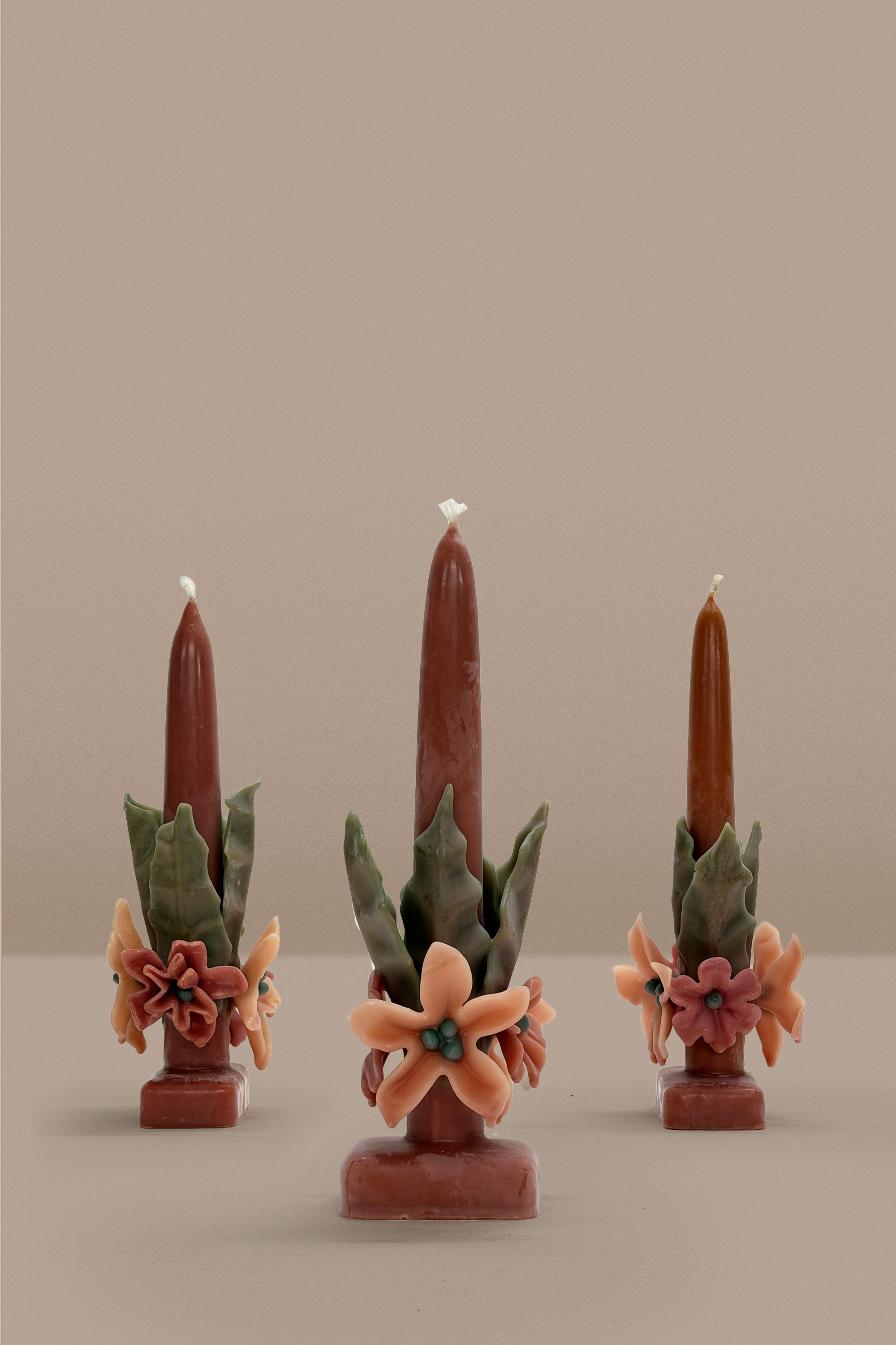 Botanical Pillar Candles — Winter Flowers