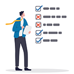 man checking and crossing off list