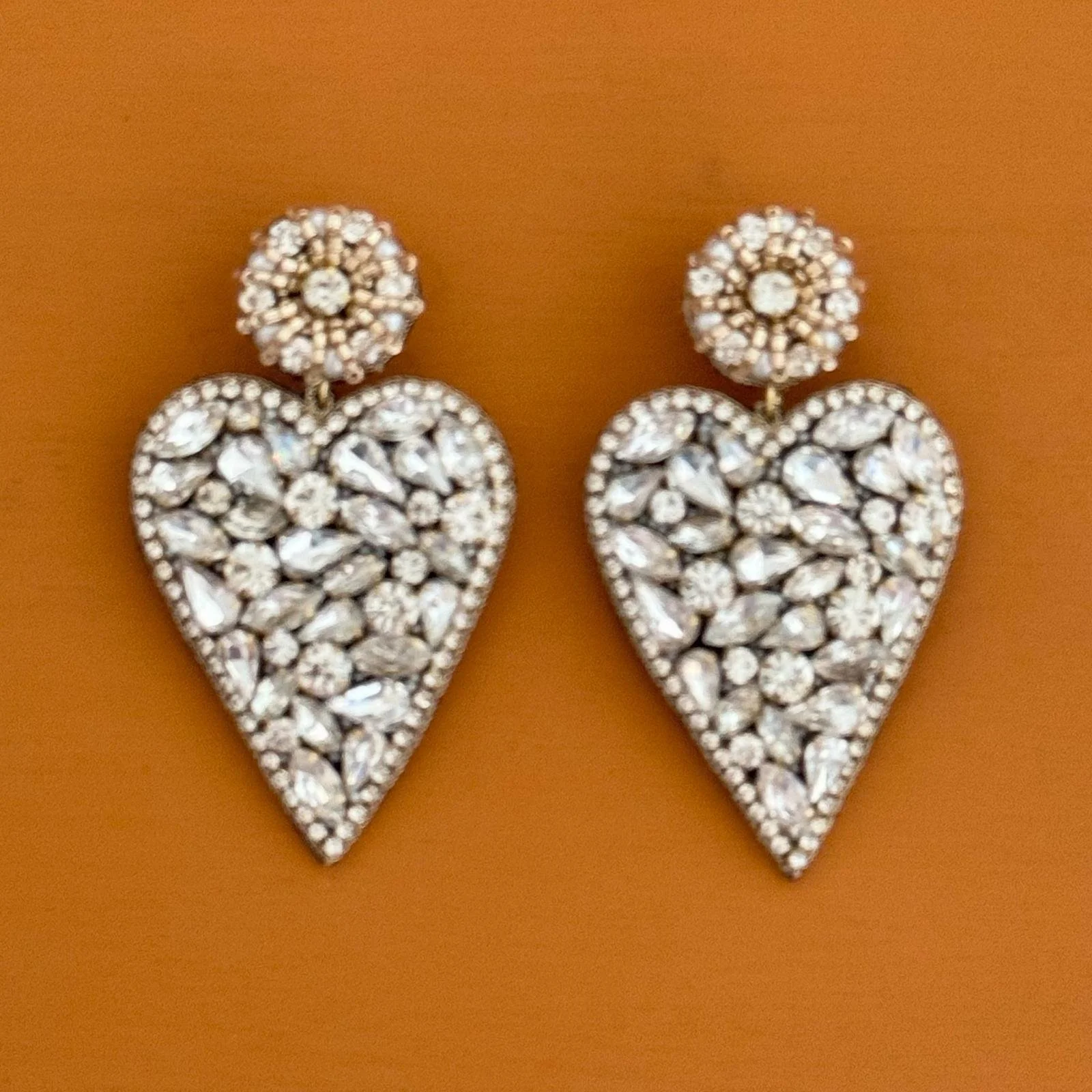 orecchini cuore cristalli bianco