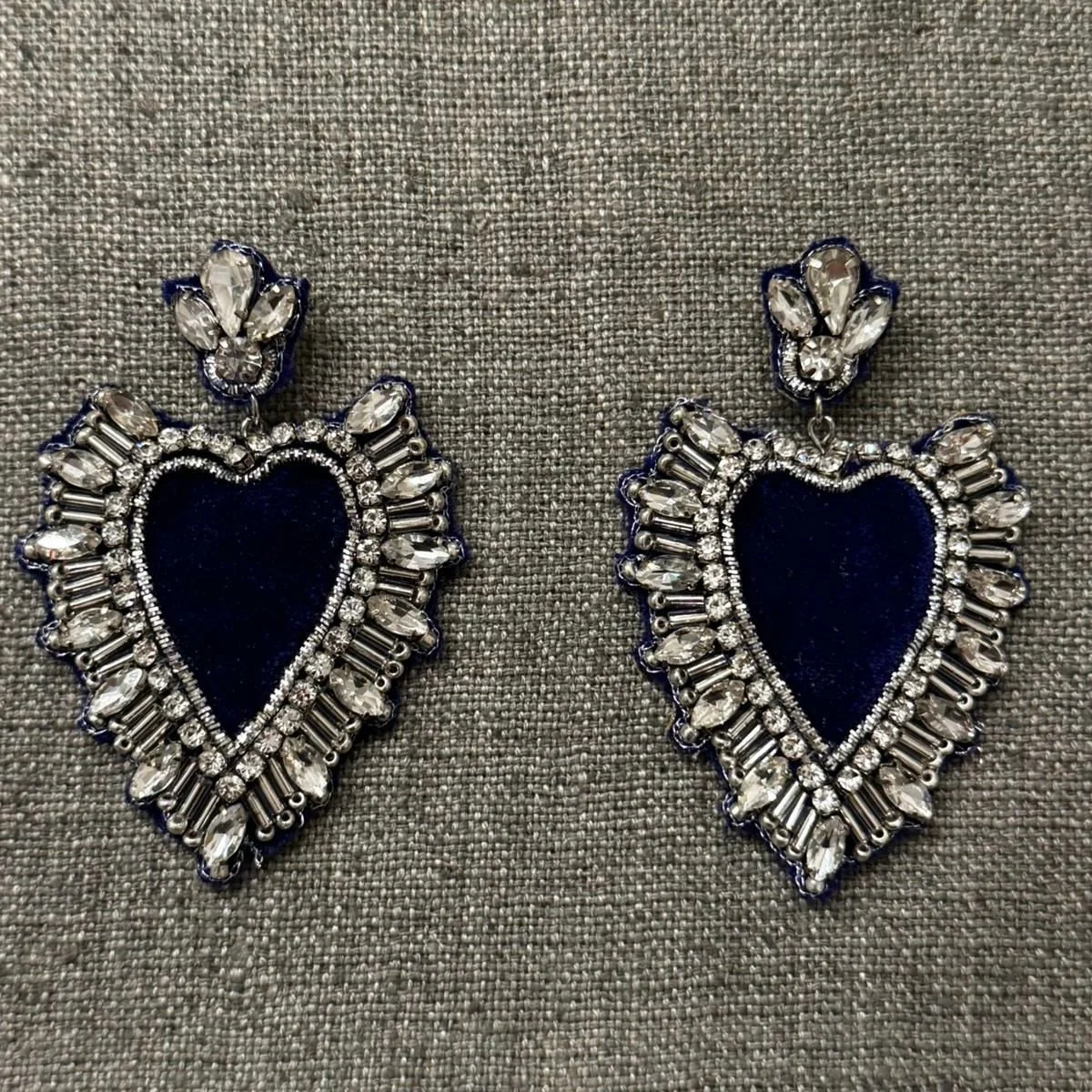 orecchino cuore blu e silver art OO01