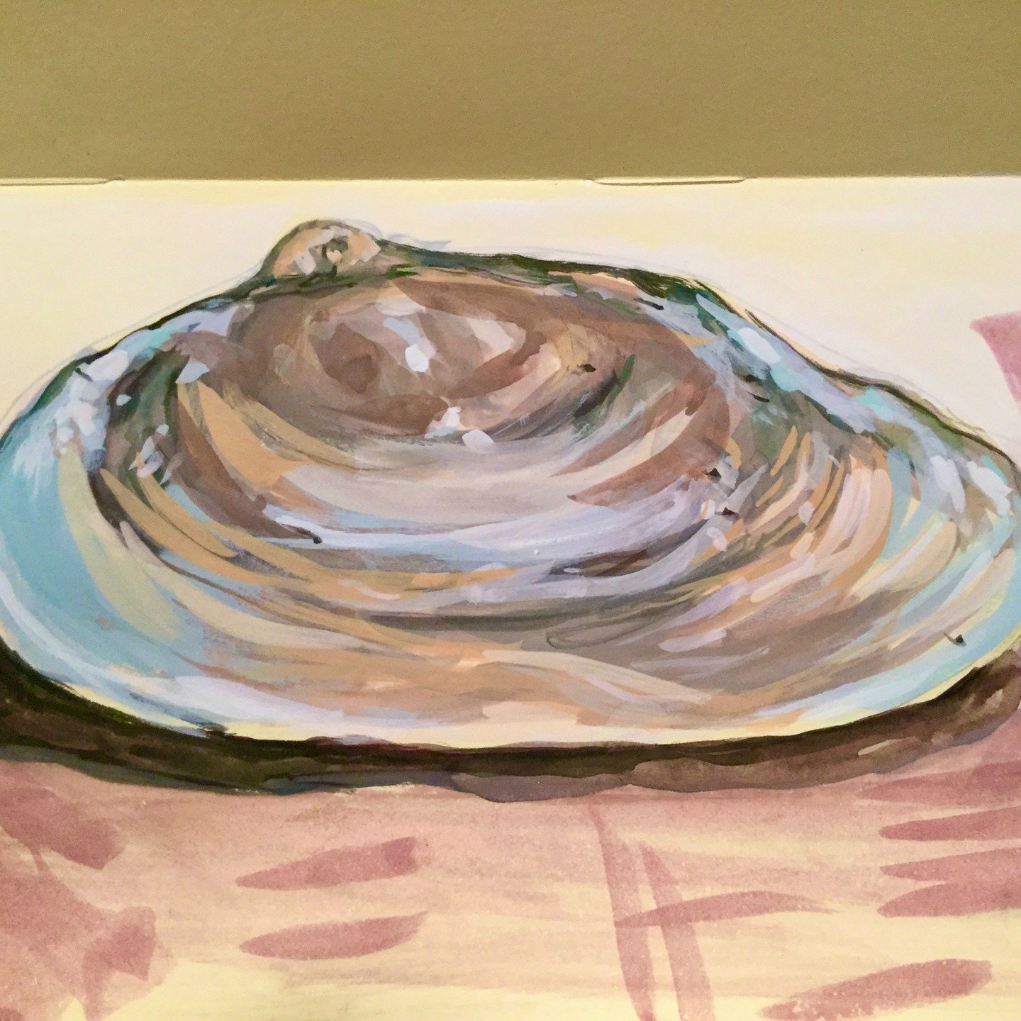 I love the inside of shells and the beautiful marks the water makes. Gouache sketch.