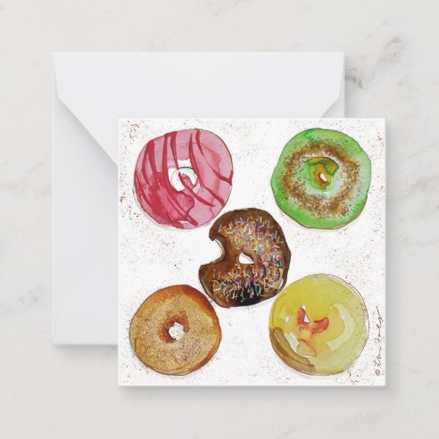 Small Square Notecard with Doughnuts