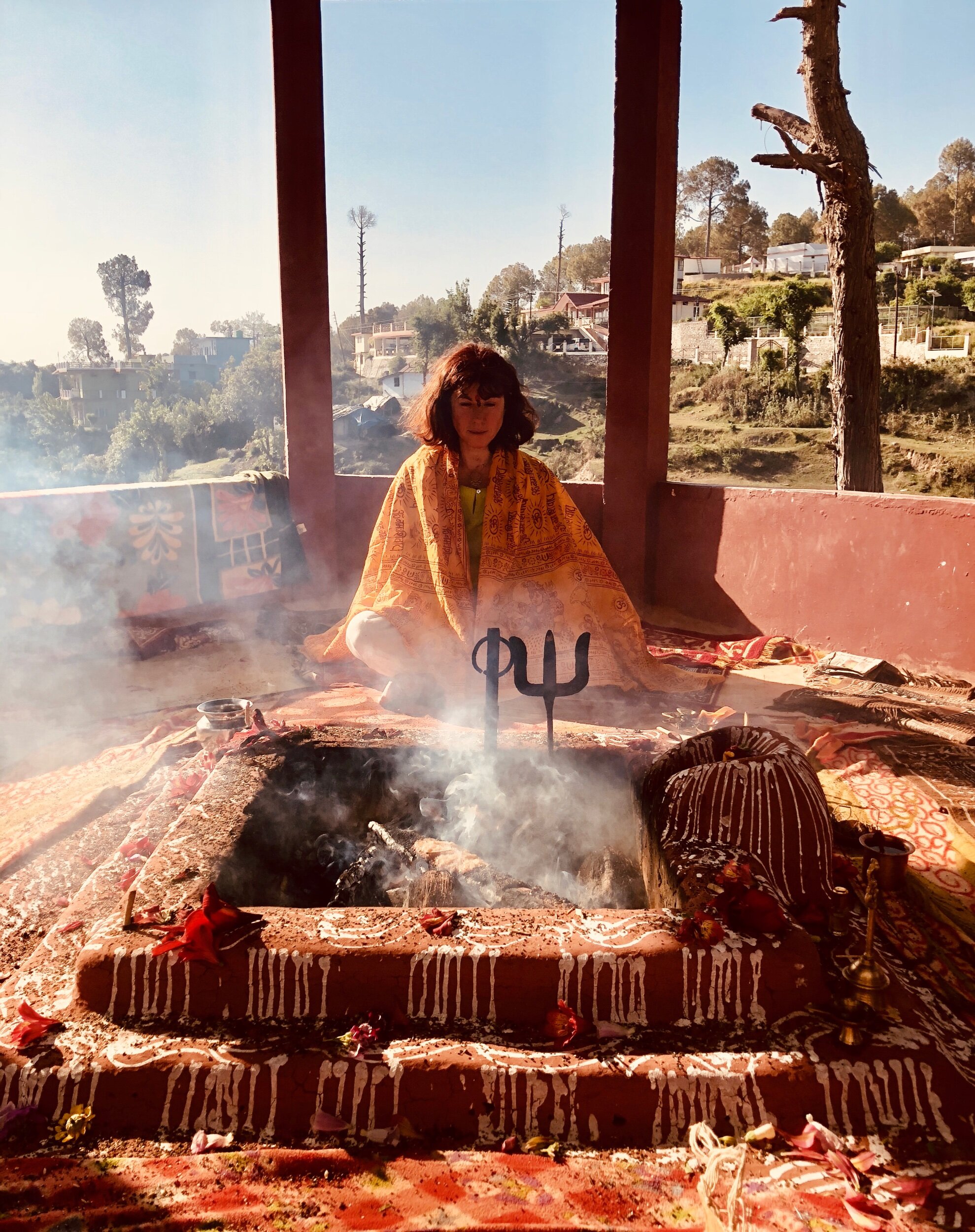 Fire Ceremony at Babaji Ashram, Himalaya, India 