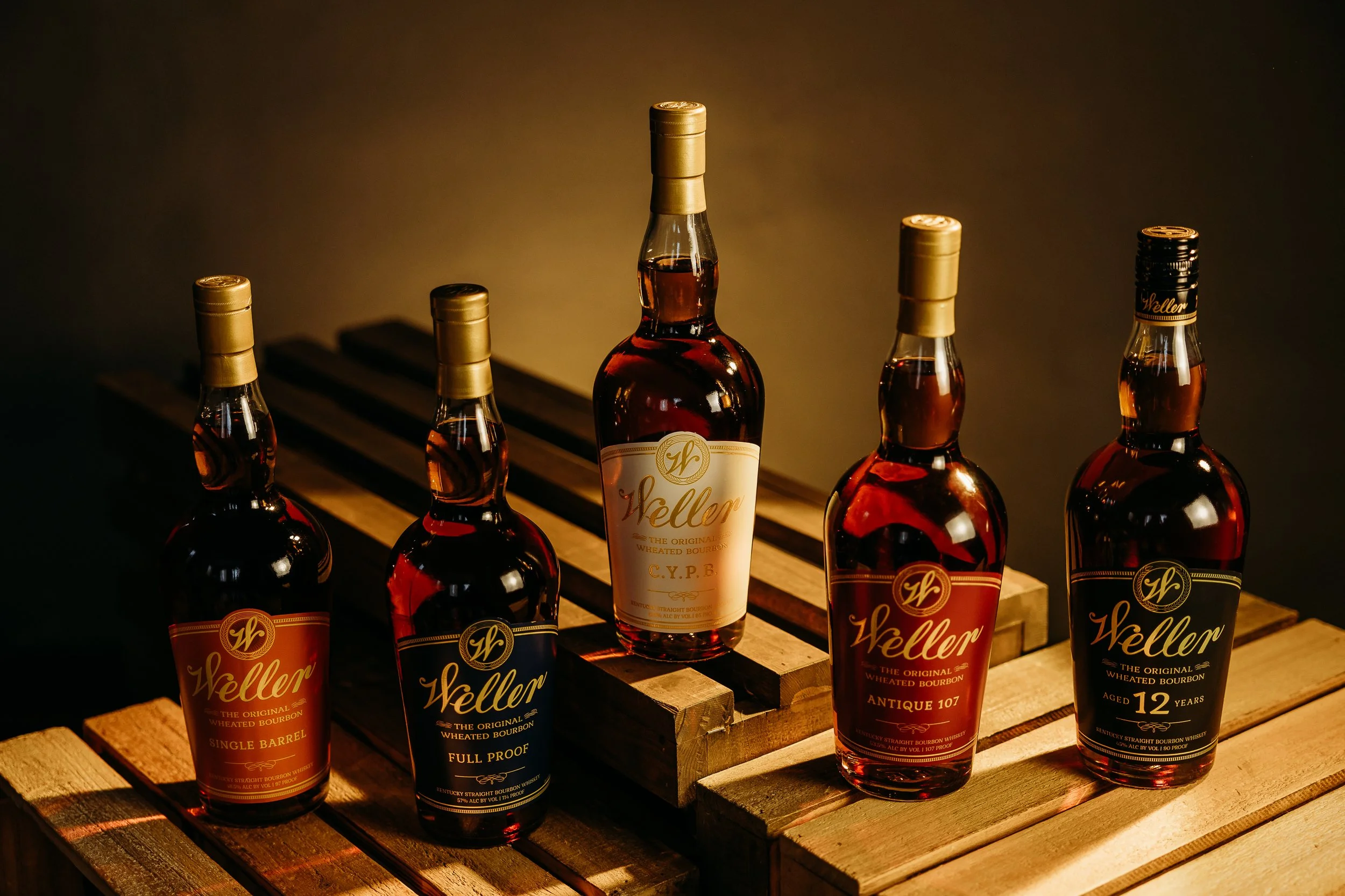Prize 5 - The Weller Collection. Six bottles of wheated bourbon royalty: Weller Special Reserve (not pictured), Antique 107, 12 Year, Full Proof, CYPB, & Single Barrel. An unmatched lineup.