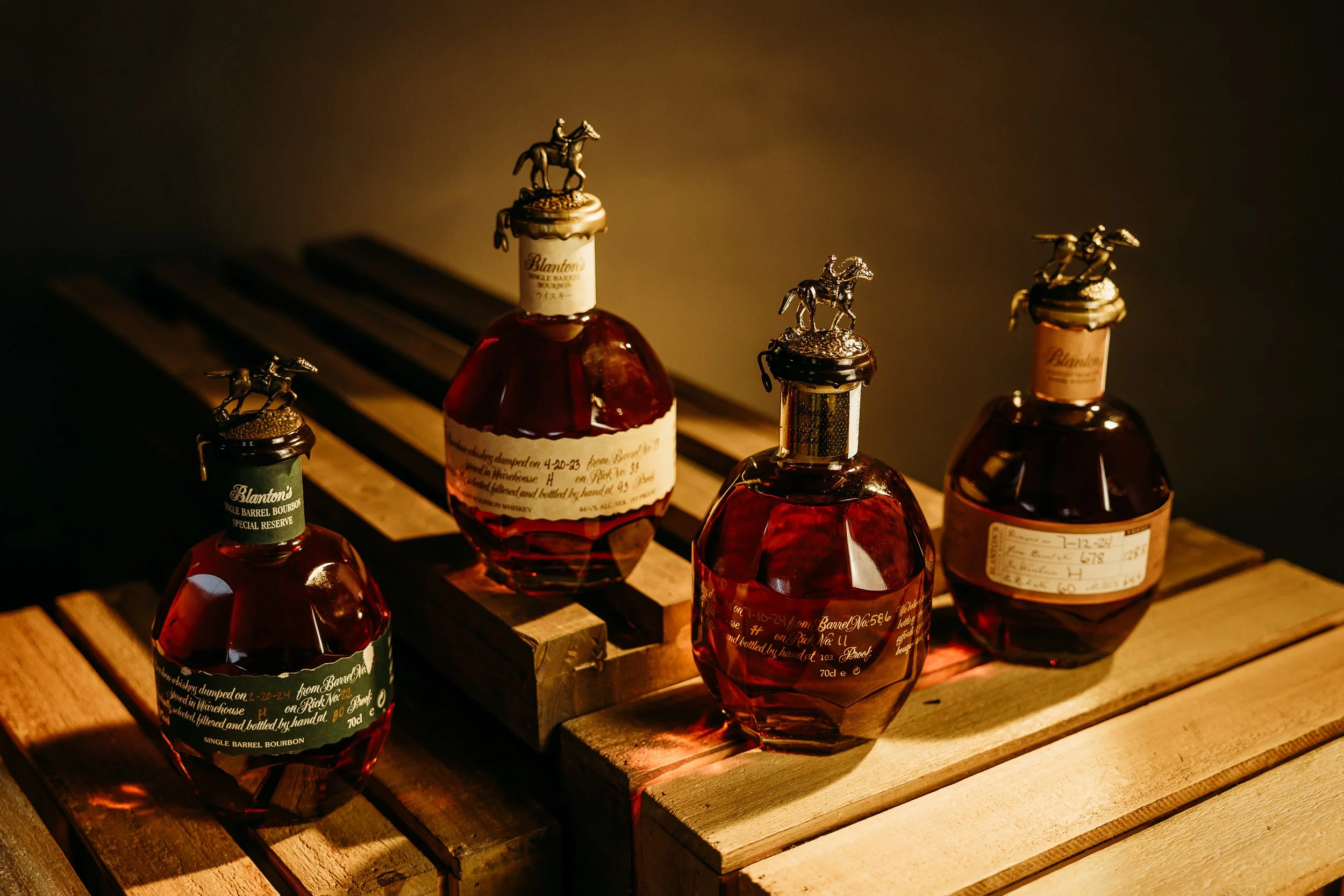 Prize 3 - The Blanton’s Collection. Five iconic bottles from across the globe: Blanton’s Gold, Black (not pictured), Red, Green & the highly sought-after Straight From the Barrel.