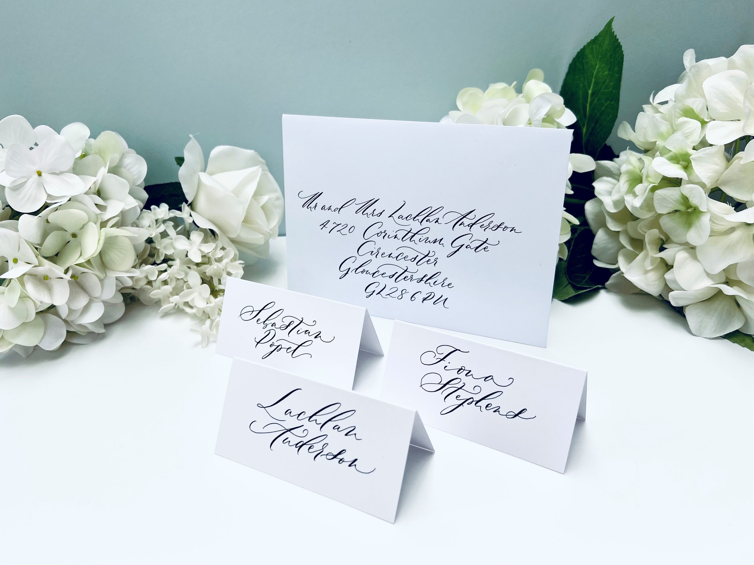 Delfont Ink Romantic style wedding calligraphy envelope placecards.jpg
