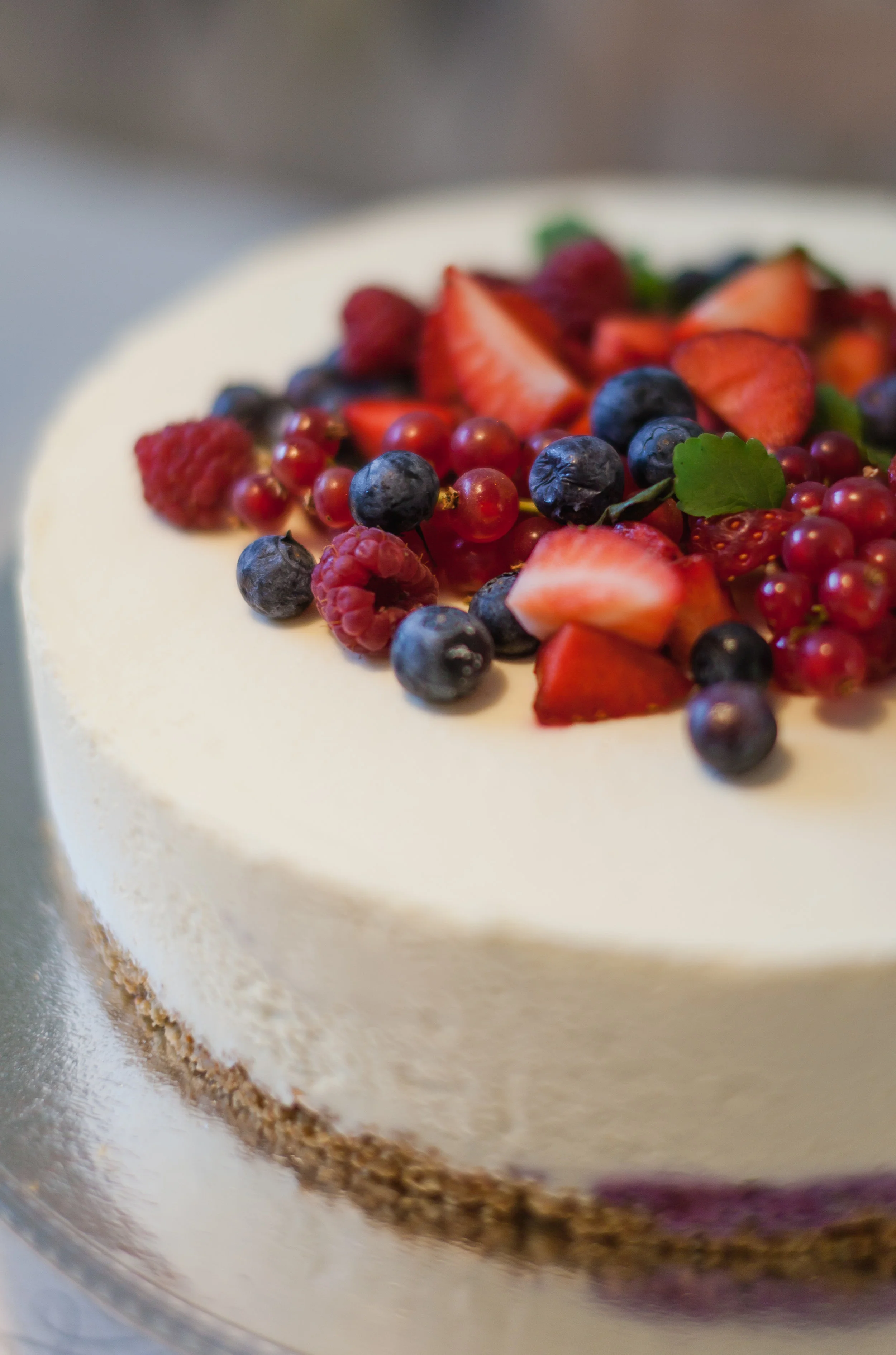 Gâteau au fromage blanc et fruits rouges