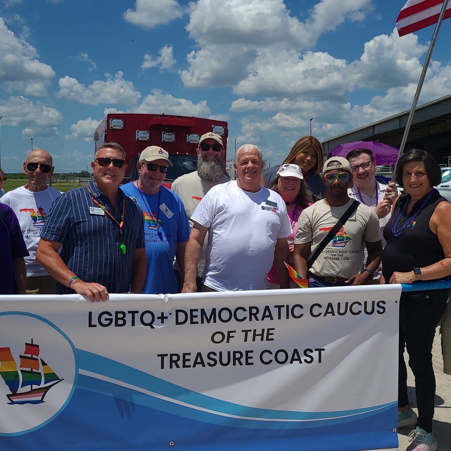 Great day at Treasure Coast Pride supporting the Treasure Coast LGBTQ+ Democratic Caucus! Thanks to Treasure Coast president Hank Bonner for organizing! Joining were @stephengaskill1 Stephen Gaskill, president of @pbc.lgbtq.dem.caucus; Kevin Muth, tr