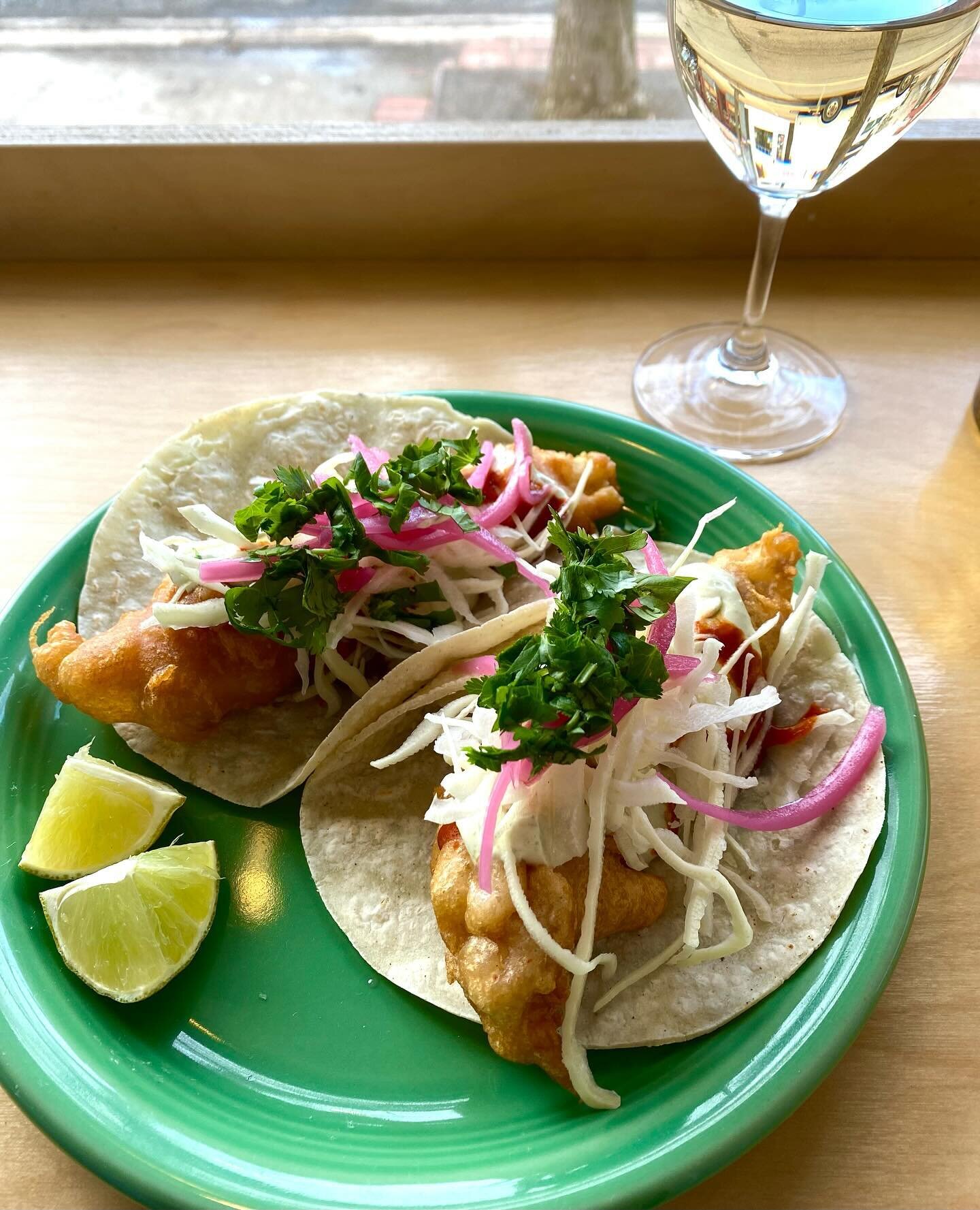 🌮Fish Tacos for a tidy little wknd lunch 🌮

Come by, won&rsquo;t cha? We do lunch service 12-2pm, Thurs - Sat. Have a lovely weekend everyone ✌️