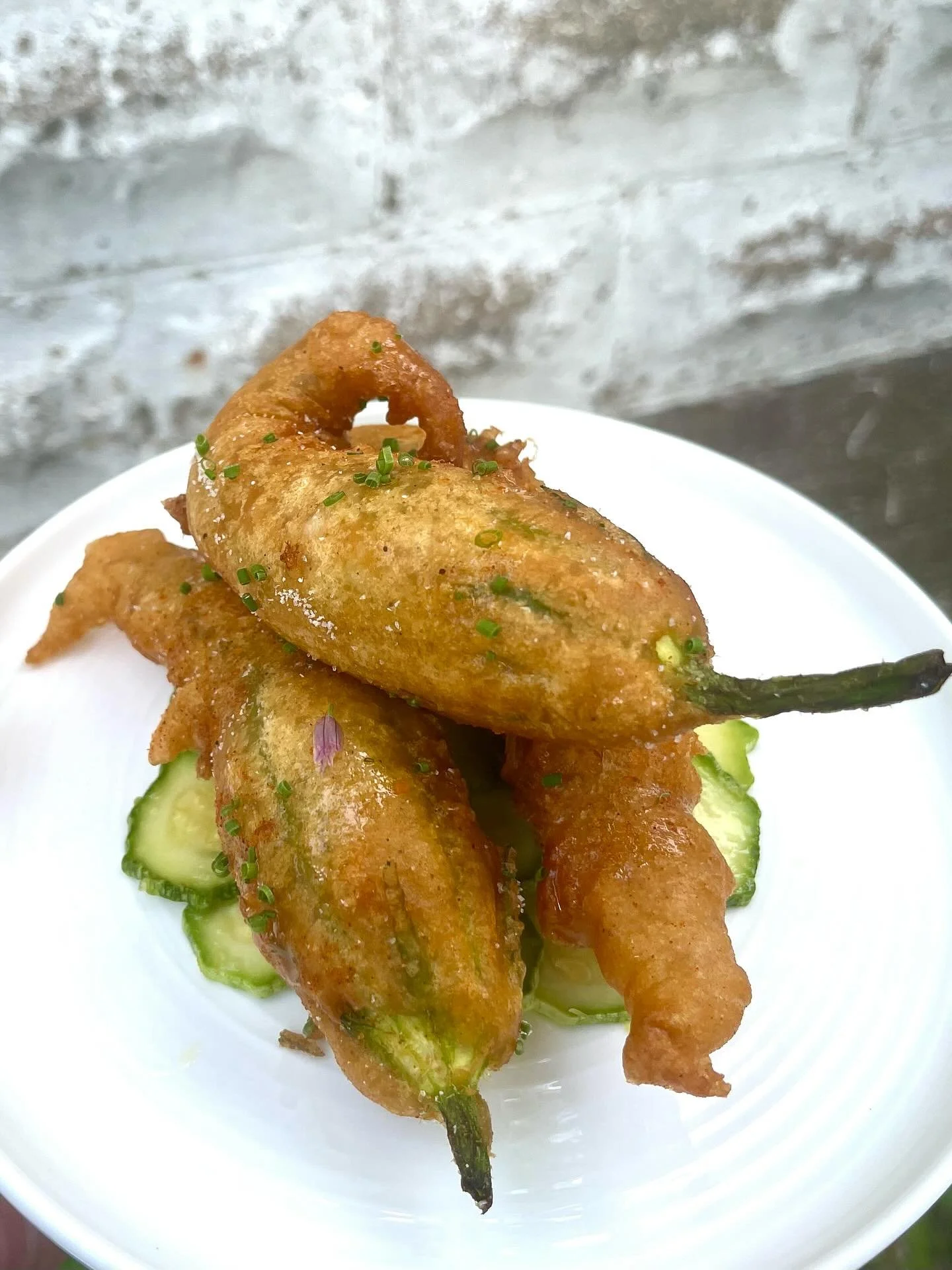 🤪 It&rsquo;s that time of year to worship the almighty Zucchini&hellip;🤪

Z Sotto olio, with ricotta-stuffed Z flowers, drizzled with honey, scattered with chives
