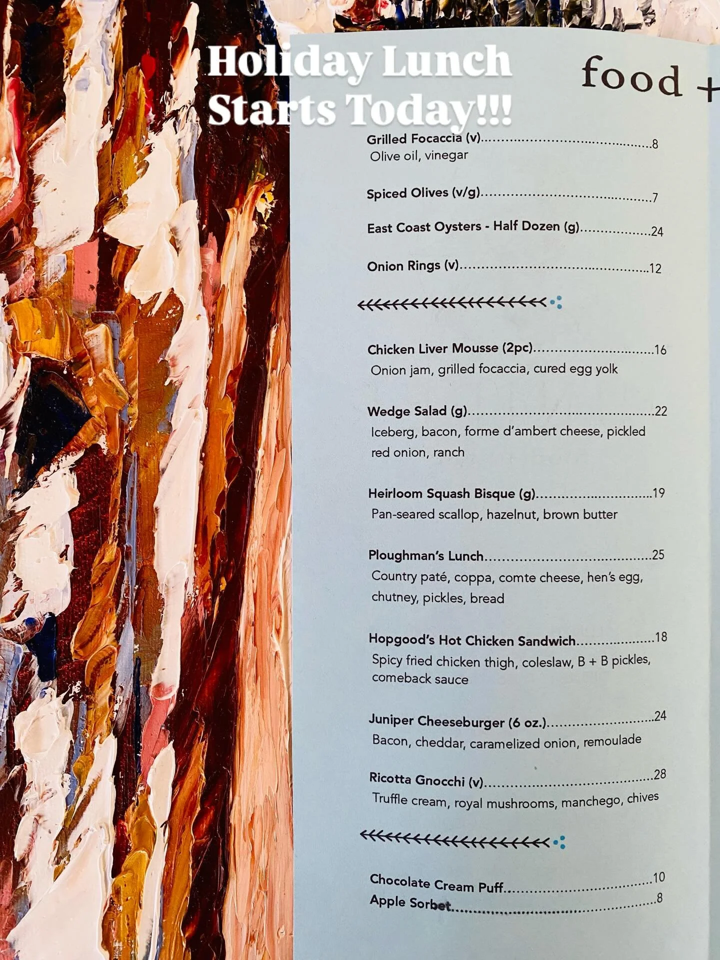 🌲HOLIDAY LUNCH STARTS TODAY!!!🌲

And here&rsquo;s our sweet menu if you&rsquo;d like to take a peek 👀 
We&rsquo;re doing lunch every FRI + SAT 12-2pm until Christmas&hellip; Hope to see you and your pals!