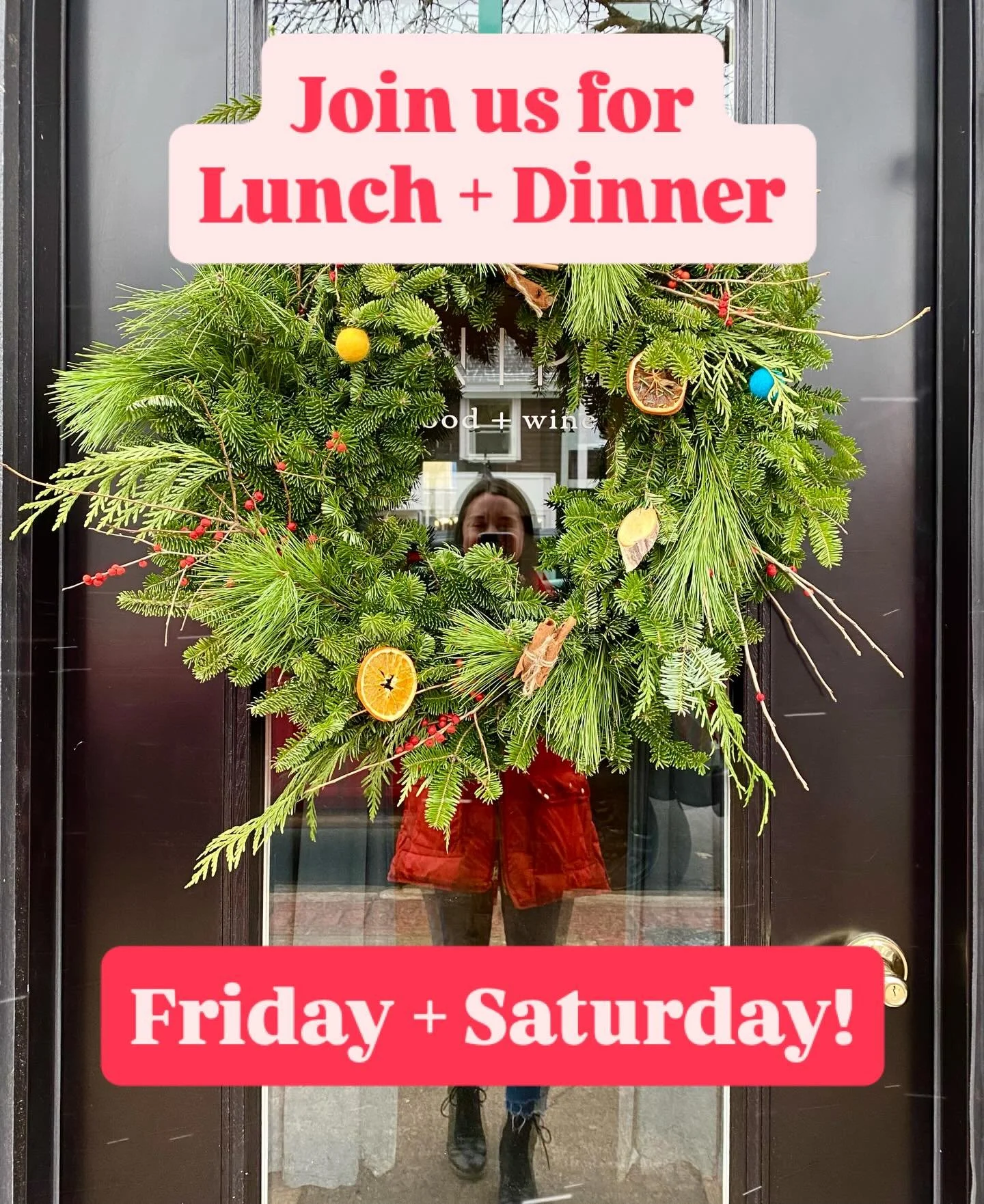 ❤️Please join us for a lovely LUNCH or DINNER before we head into our Christmas break! 
Friday + Saturday, lunch 12-2pm, dinner 5-9pm
We hope to see you in ❤️