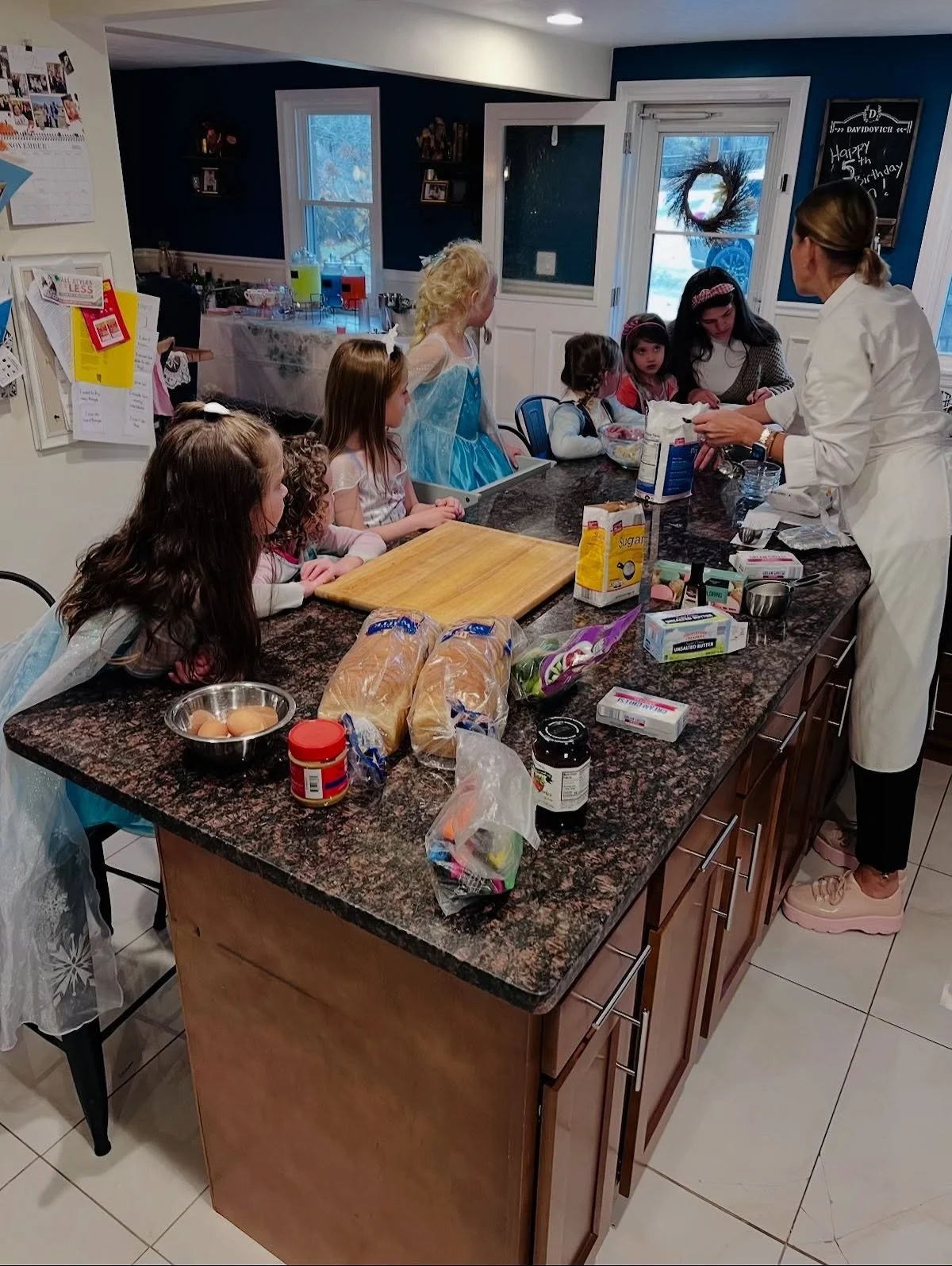 A very special Birthday party for Reagan!!!! Happy 5th Birthday sweet pea. Per her request, inspired chefs made, British Cucumber sandwiches, PB&amp;J sandwiches, baked and decorated cookies, and made magic wands. There were a lot of Elsa&rsquo;s, on
